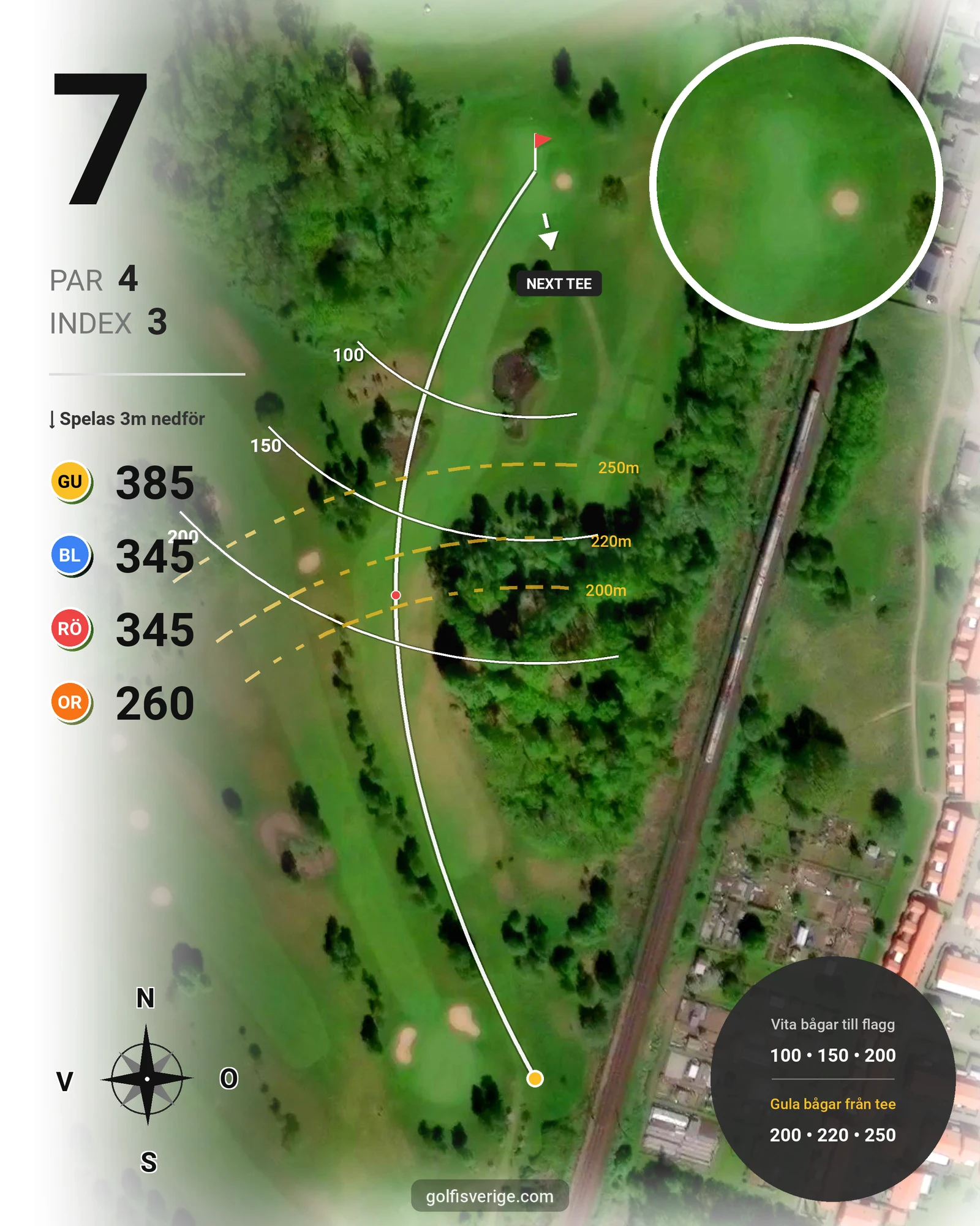 Banguide Hässlegårdens Golfklubb på Hässlegårdens Golfklubb - Hål 7 karta