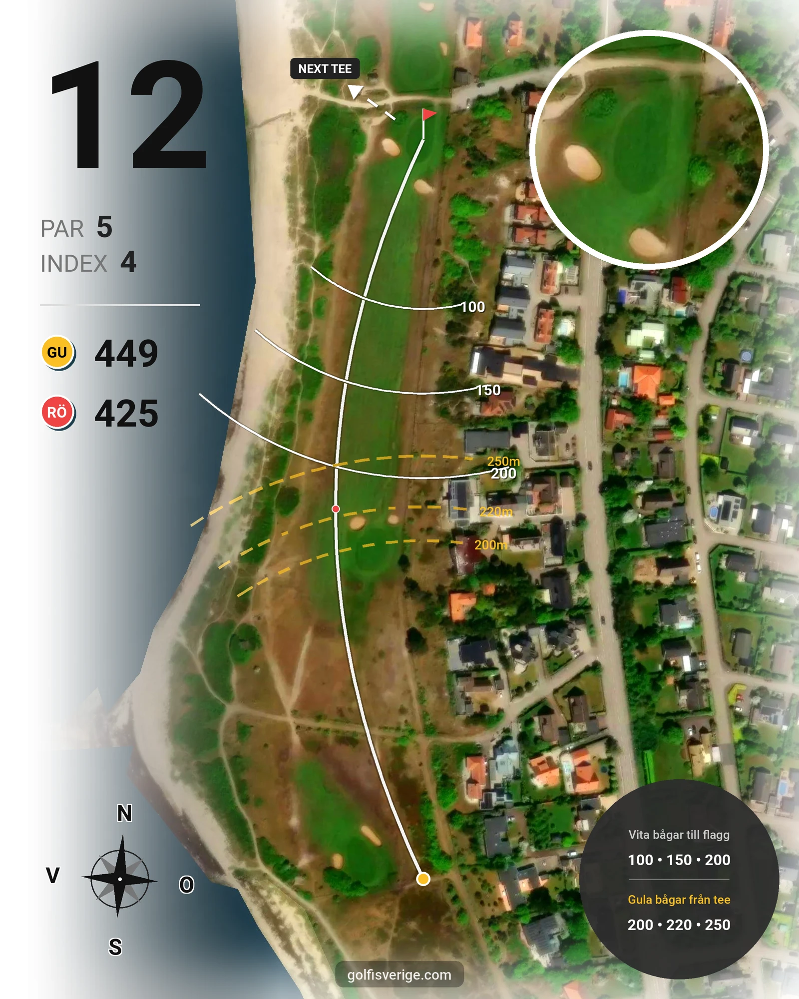 Banguide HELSINGBORGS GK på Helsingborgs Golfklubb - Hål 12 karta