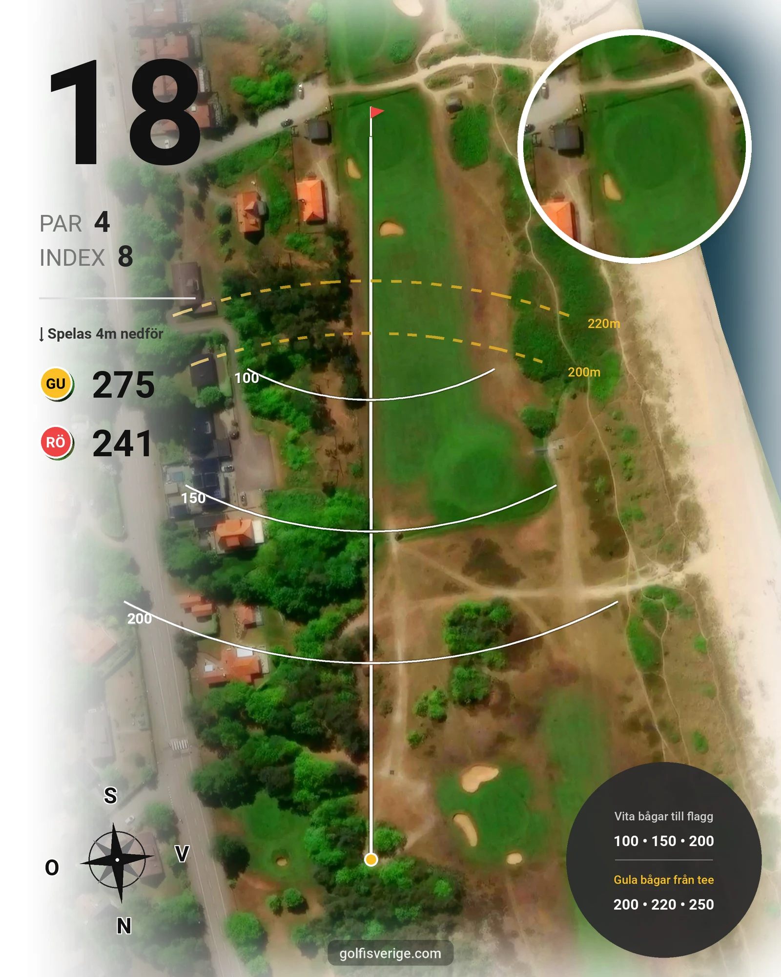 Banguide HELSINGBORGS GK på Helsingborgs Golfklubb - Hål 18 karta