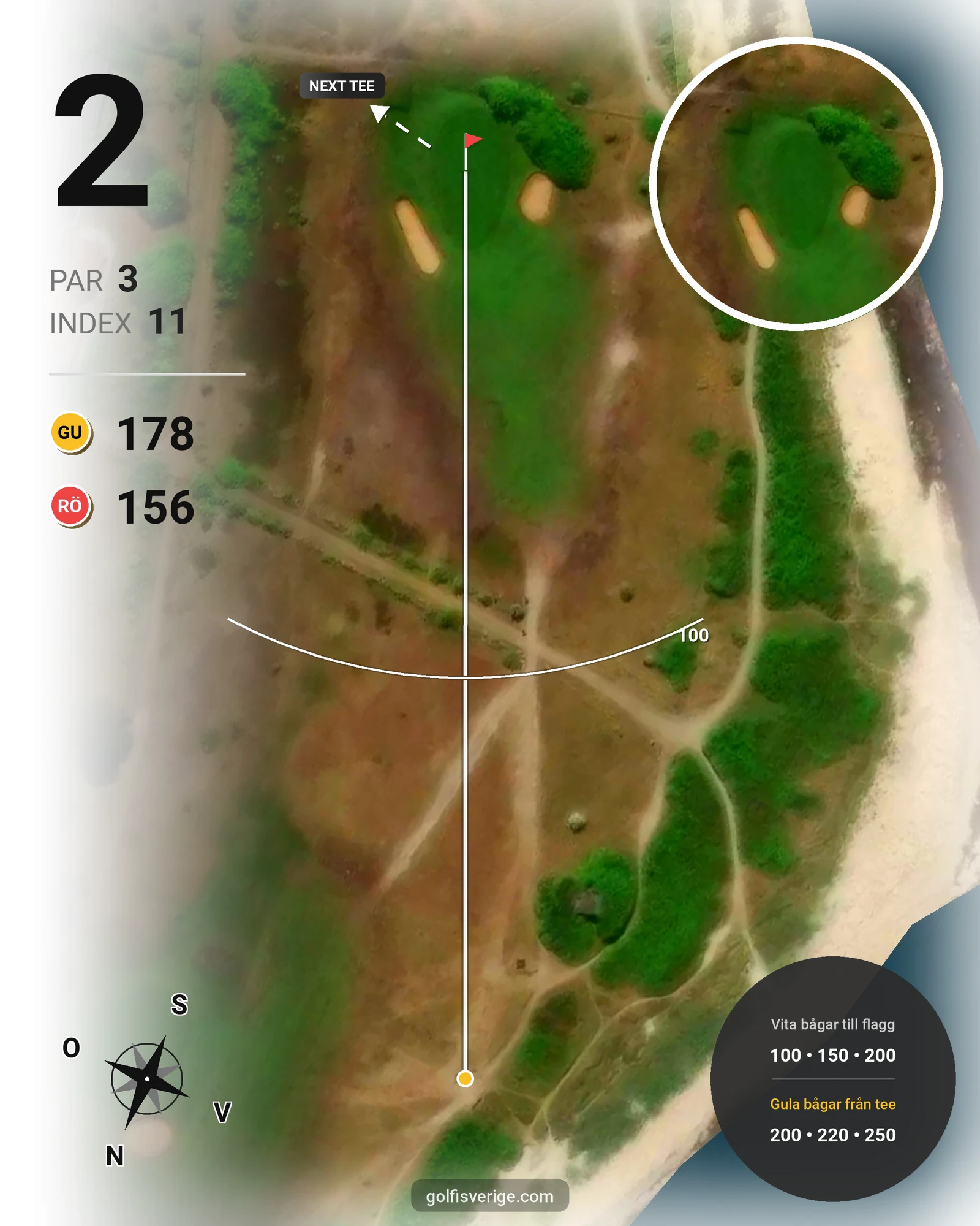 Banguide HELSINGBORGS GK på Helsingborgs Golfklubb - Hål 2 karta