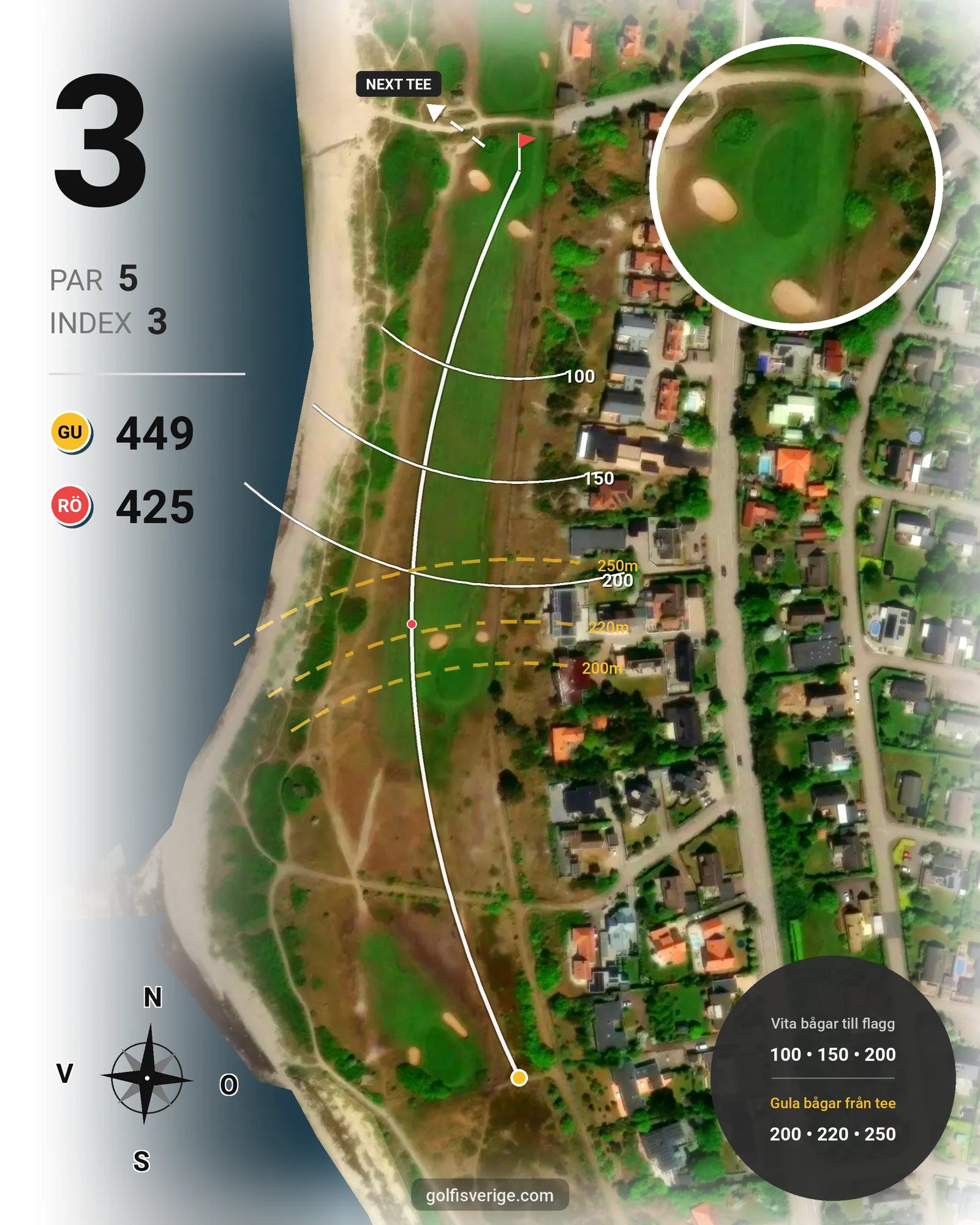 Banguide HELSINGBORGS GK på Helsingborgs Golfklubb - Hål 3 karta