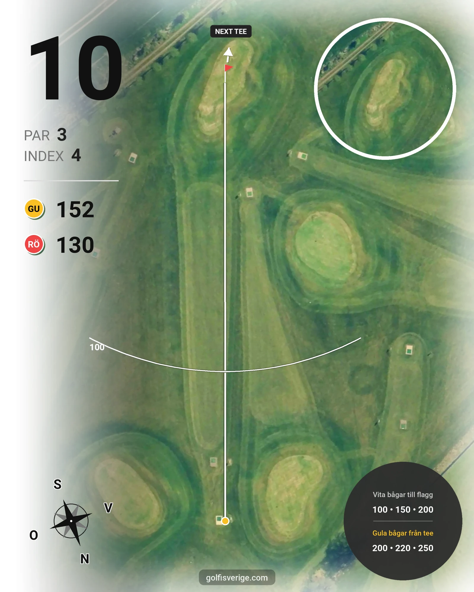 Banguide Akademi banan 18 hål par 3 på HG Golf Glumslöv - Hål 10 karta