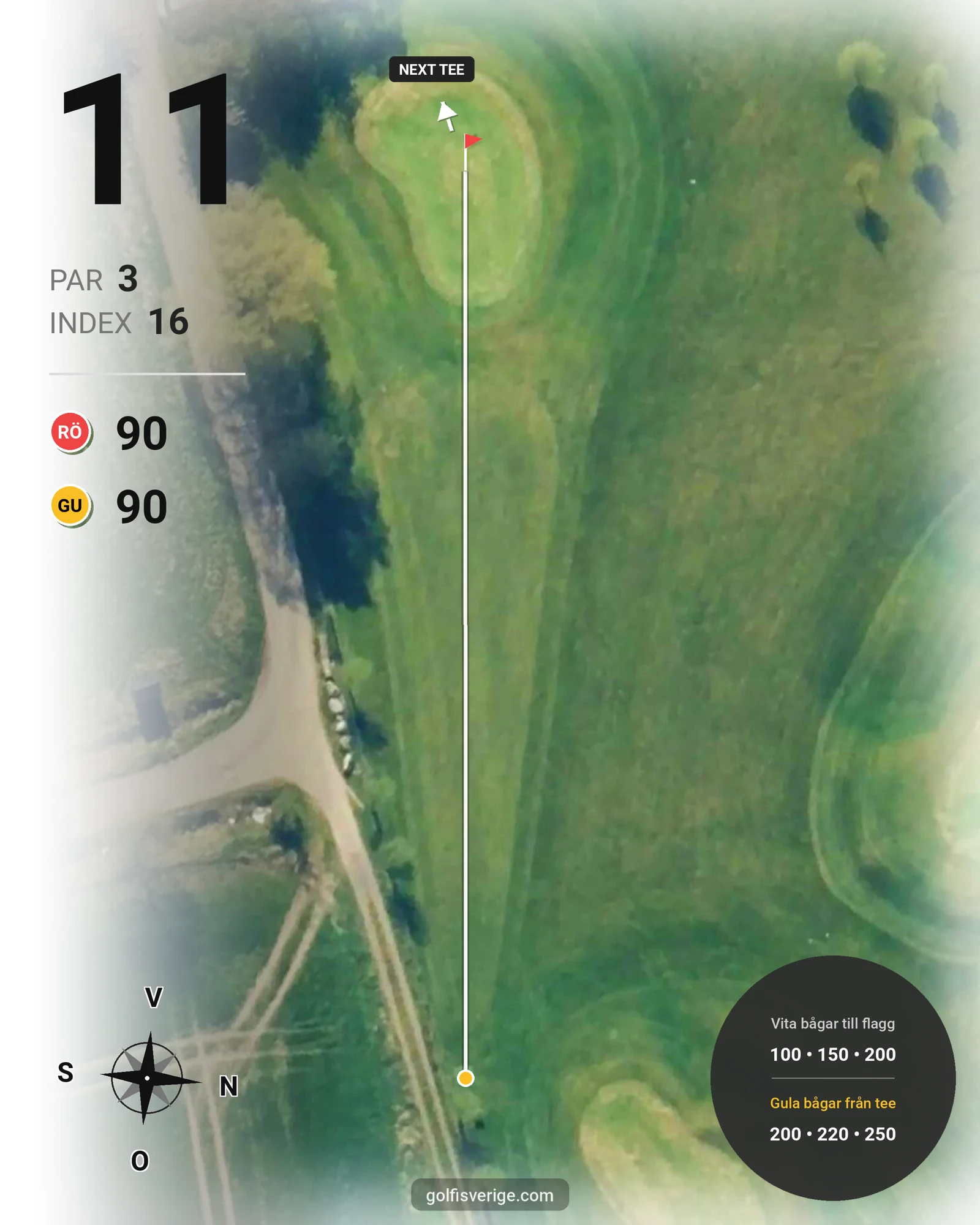 Banguide Akademi banan 18 hål par 3 på HG Golf Glumslöv - Hål 11 karta