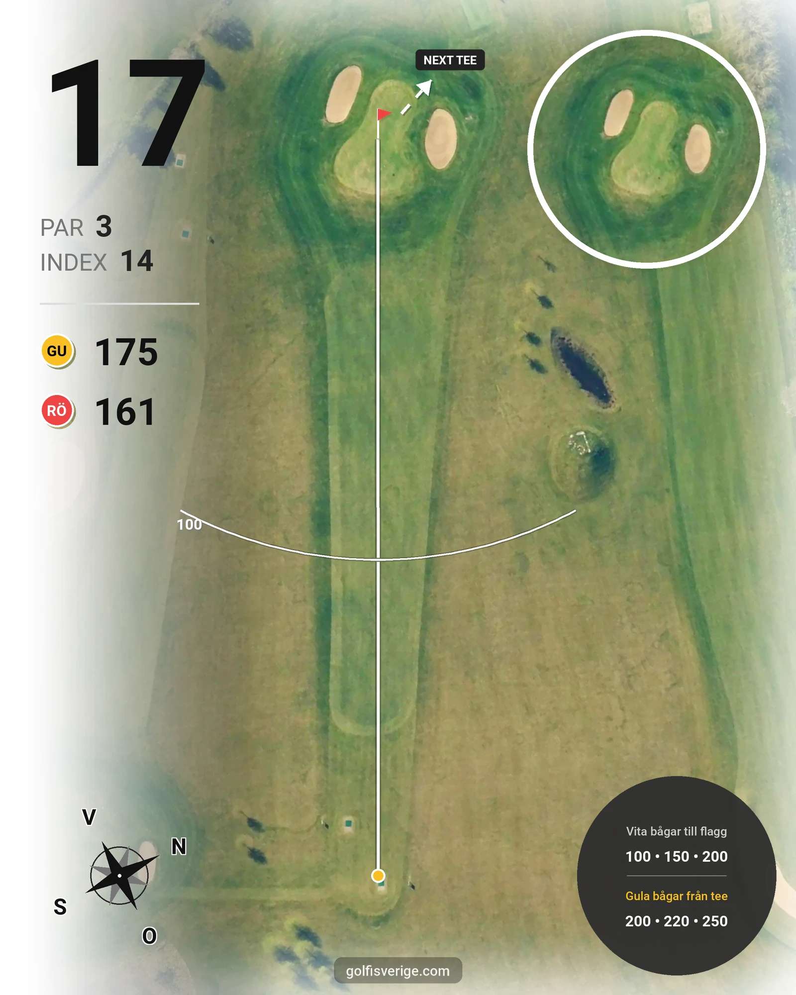 Banguide Björkbanan 9 hål på HG Golf Glumslöv - Hål 17 karta