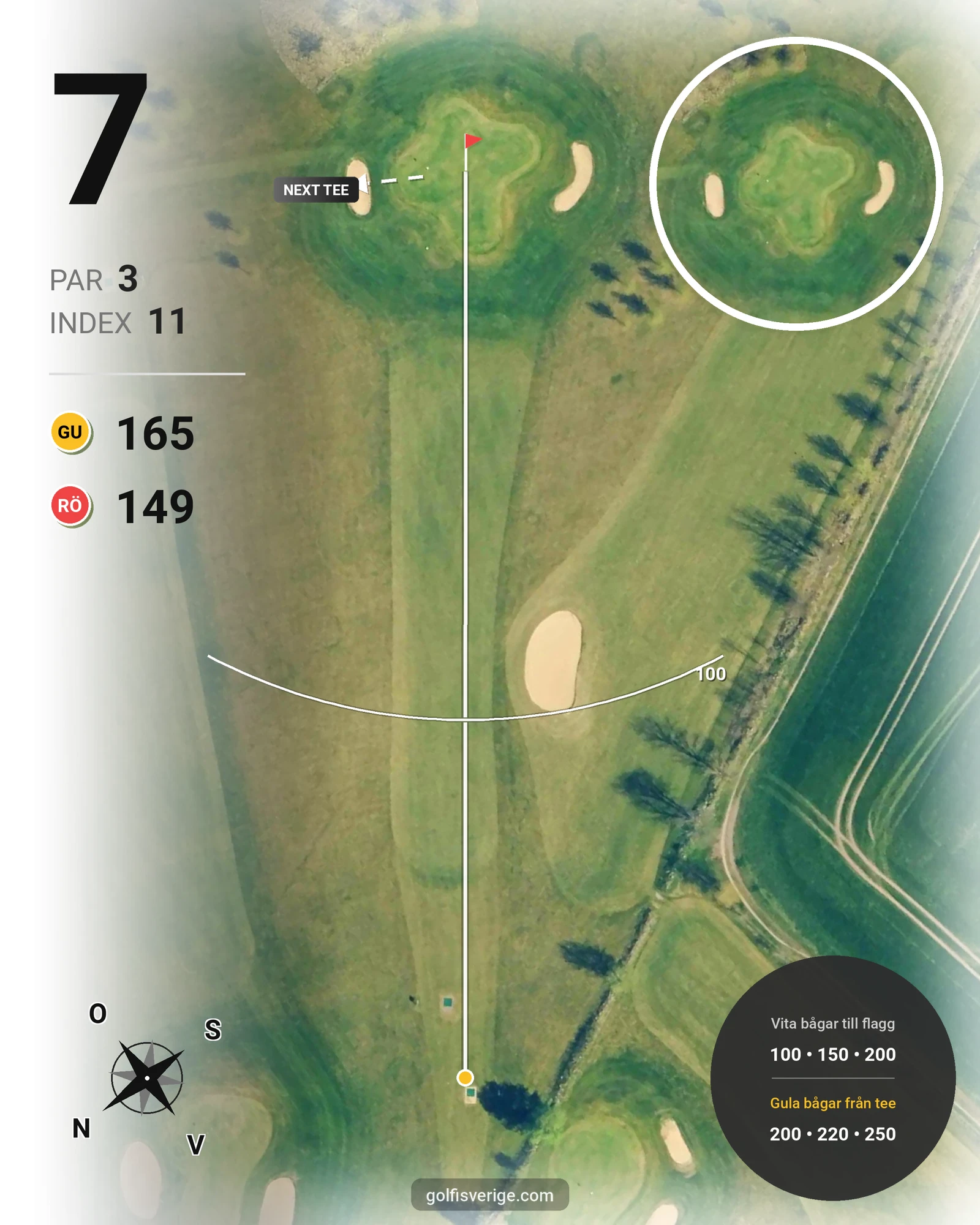 Banguide Björkbanan 9 hål på HG Golf Glumslöv - Hål 7 karta