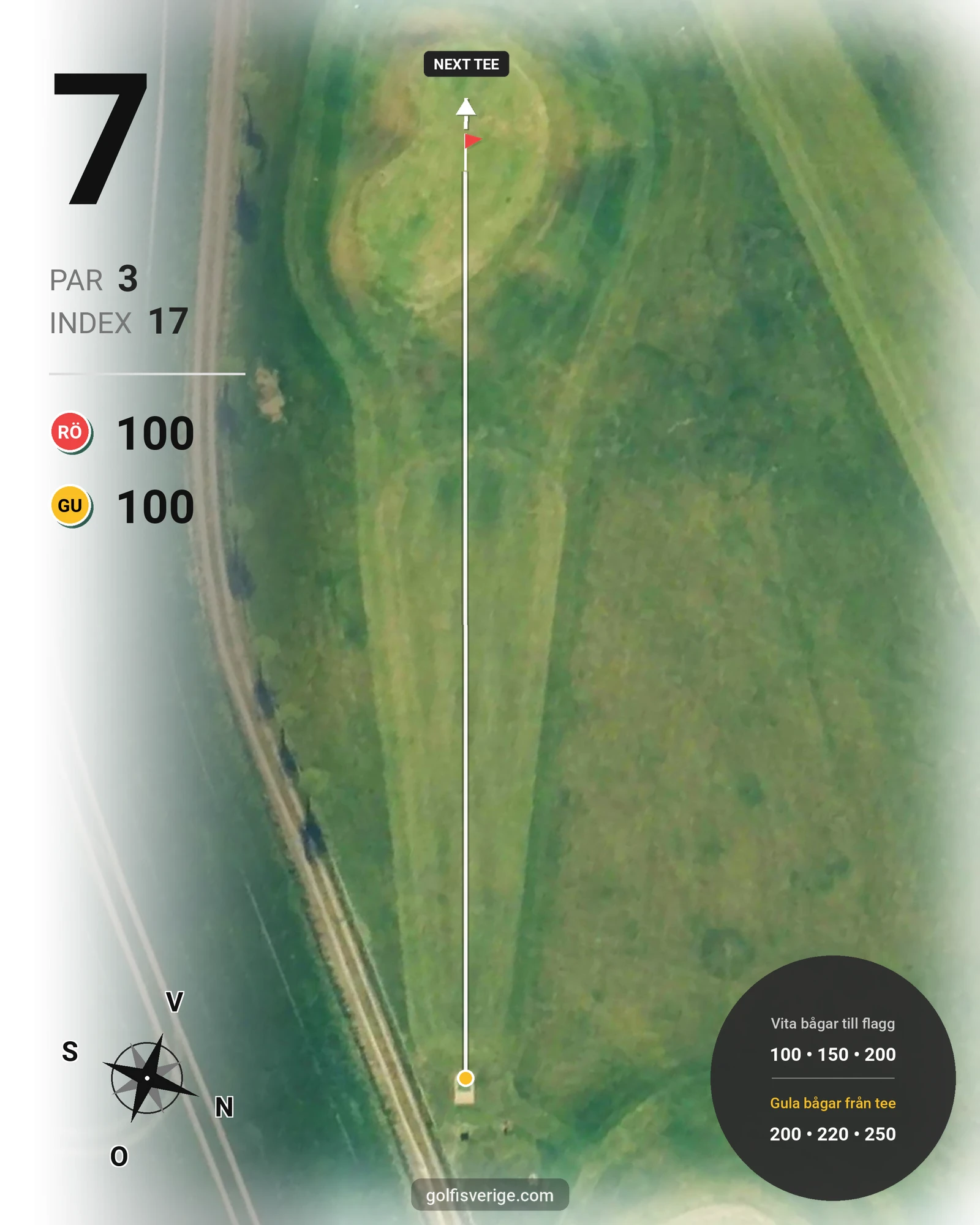 Banguide Akademi banan 18 hål par 3 på HG Golf Glumslöv - Hål 7 karta