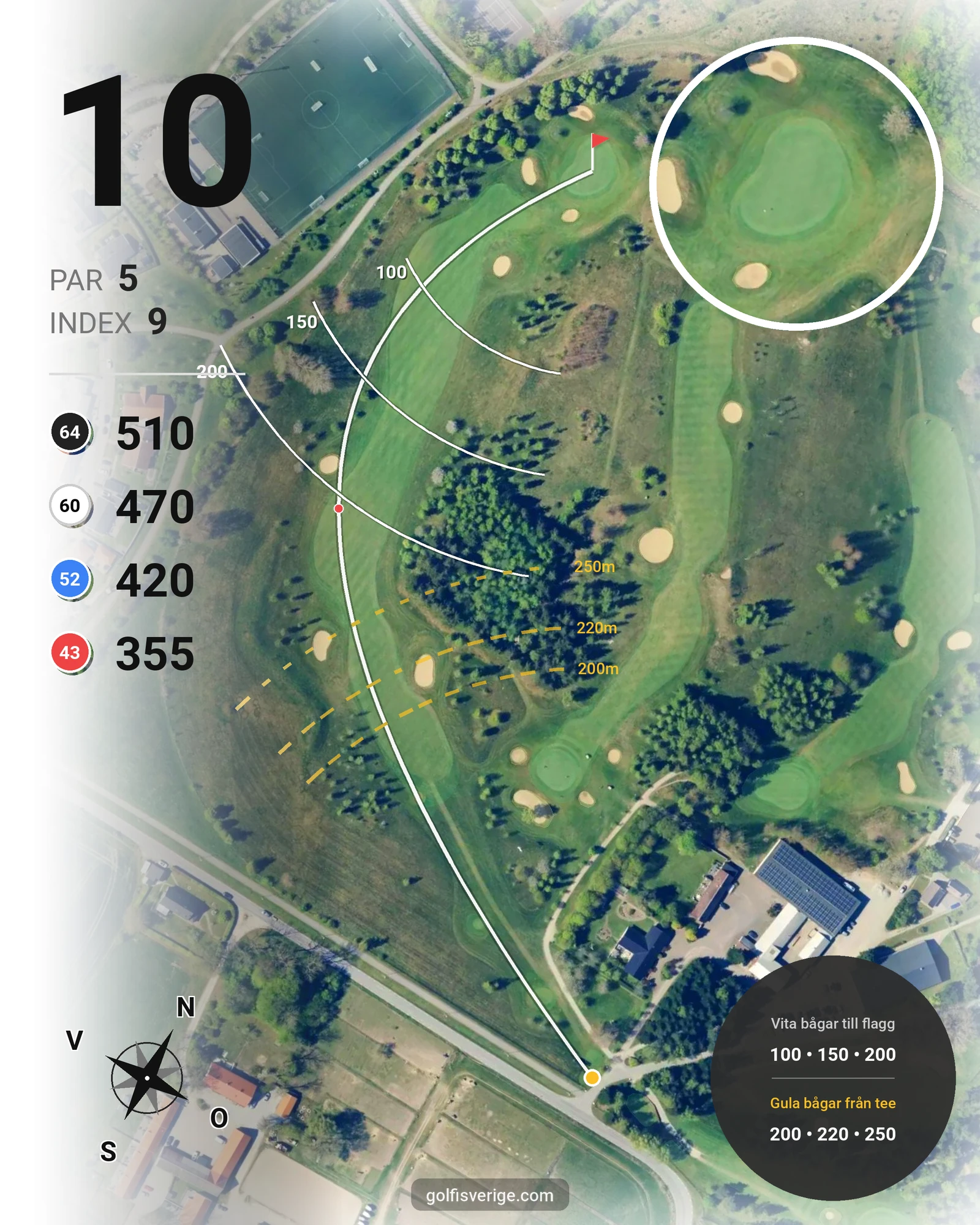 Banguide A Rönnebäck på Hinton Golf Club - Hål 10 karta