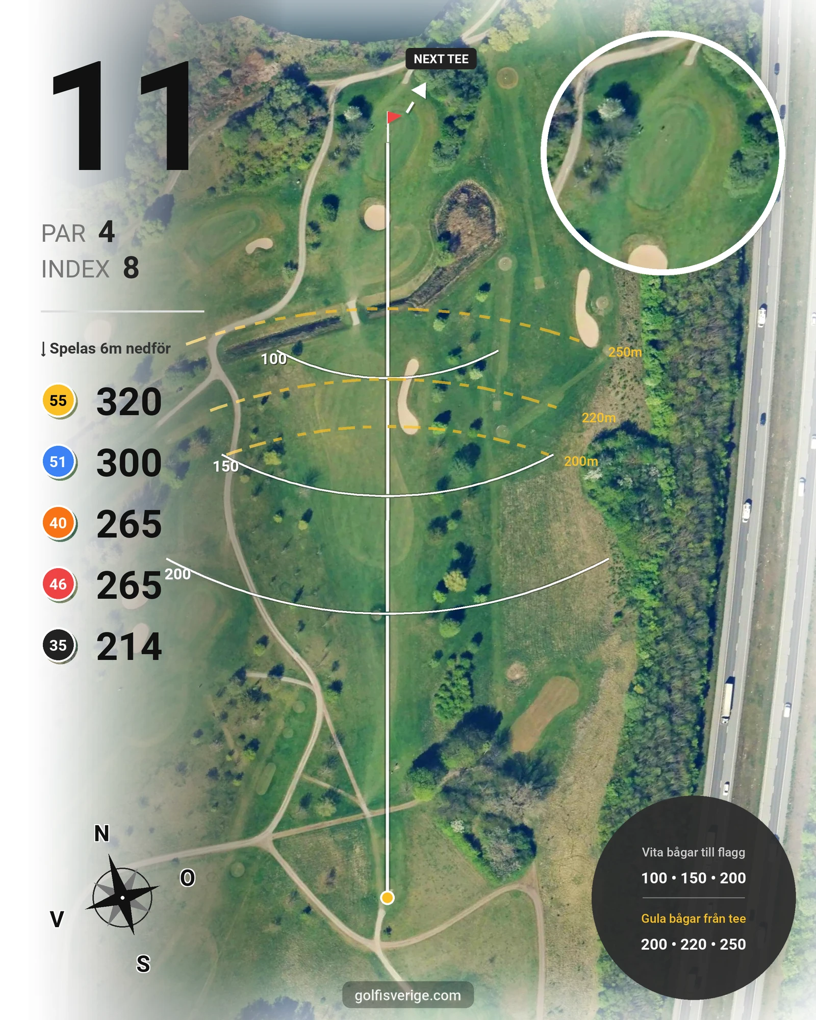 Banguide B Kvarnby på Hinton Golf Club - Hål 11 karta