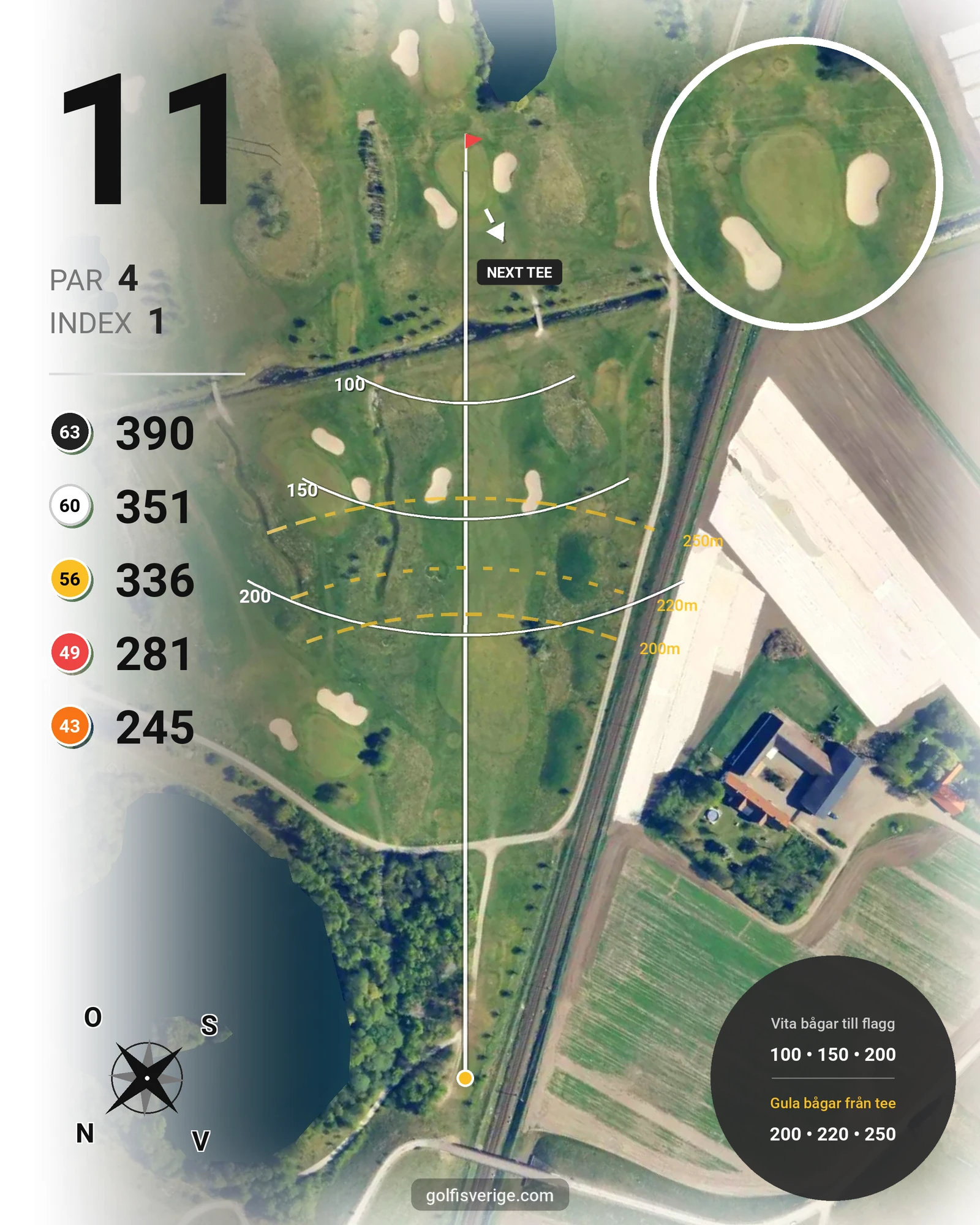 Banguide C Sofiedal på Hinton Golf Club - Hål 11 karta