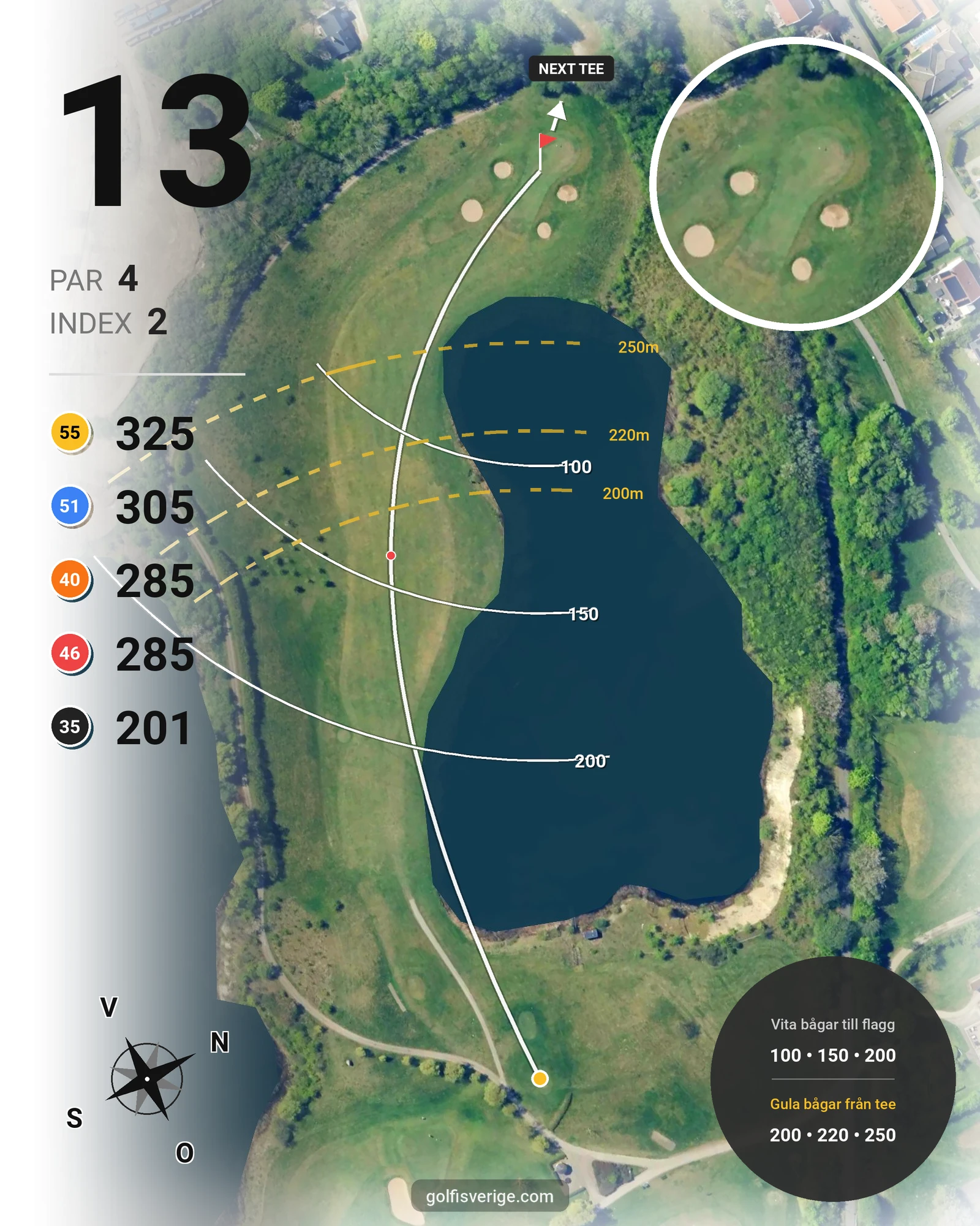 Banguide B Kvarnby på Hinton Golf Club - Hål 13 karta