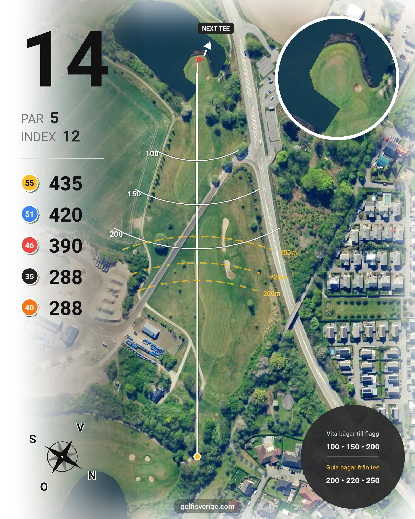 Banguide B Kvarnby på Hinton Golf Club - Hål 14 karta