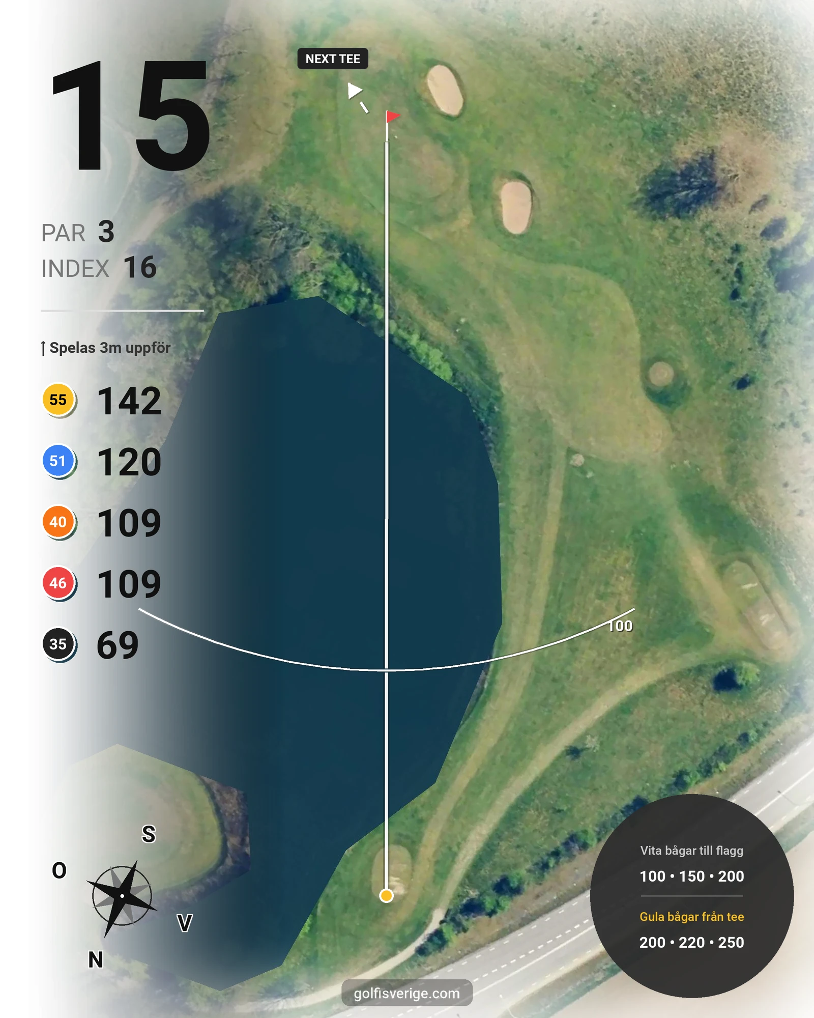 Banguide B Kvarnby på Hinton Golf Club - Hål 15 karta