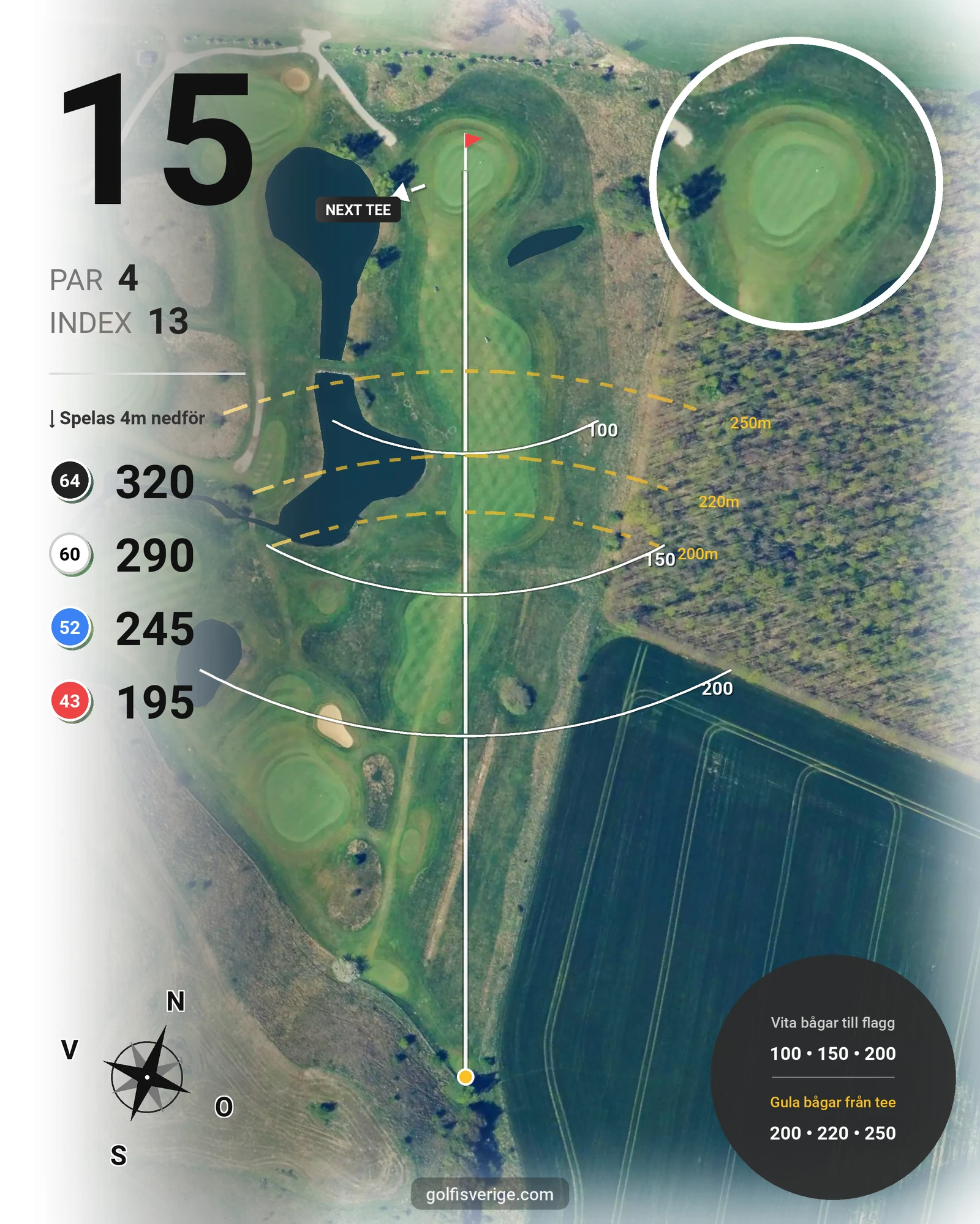 Banguide A Rönnebäck på Hinton Golf Club - Hål 15 karta
