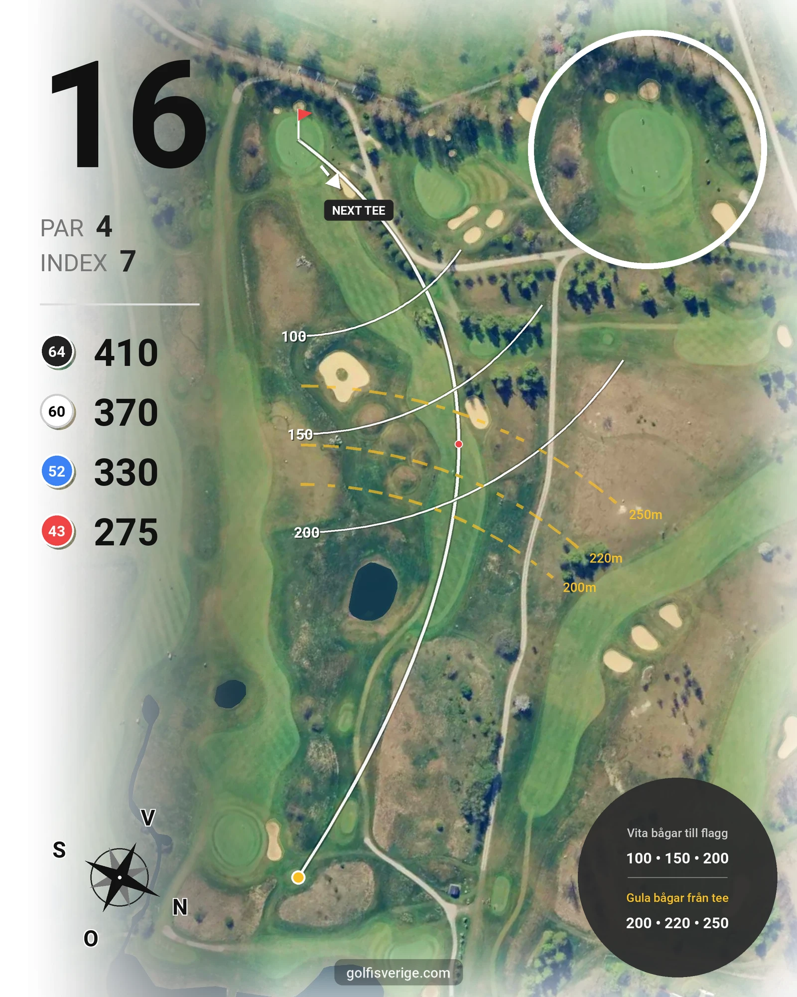 Banguide A Rönnebäck på Hinton Golf Club - Hål 16 karta