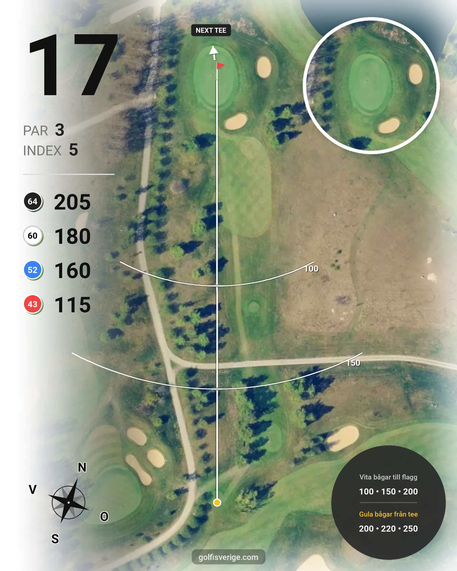 Banguide A Rönnebäck på Hinton Golf Club - Hål 17 karta