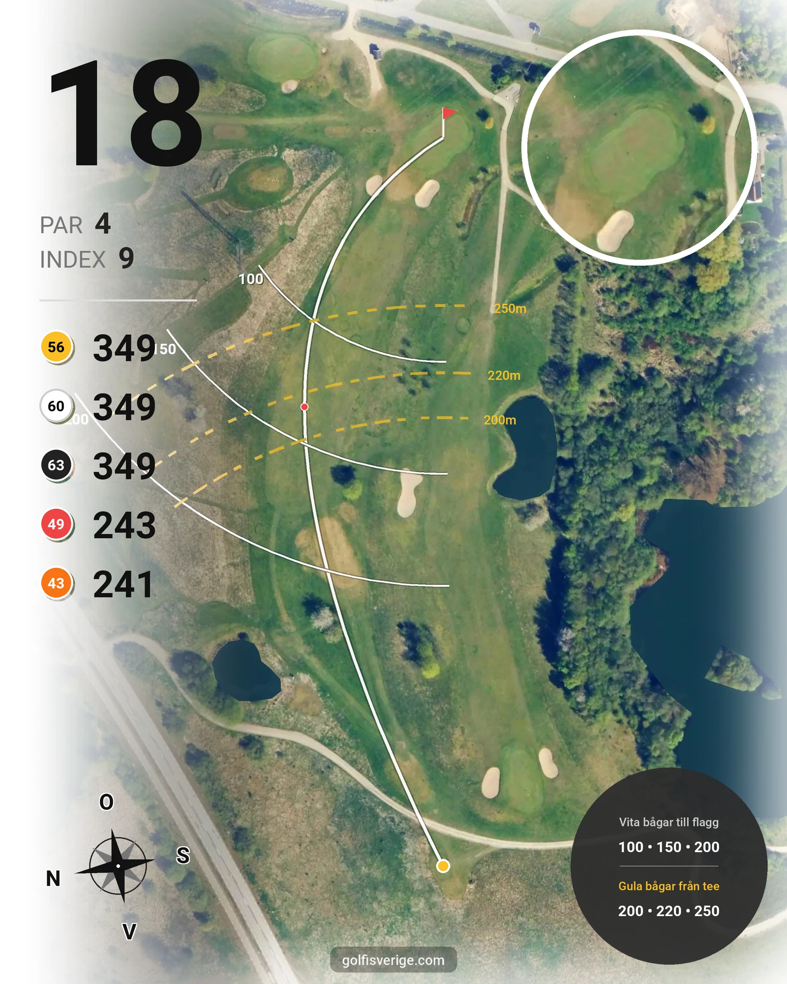 Banguide C Sofiedal på Hinton Golf Club - Hål 18 karta