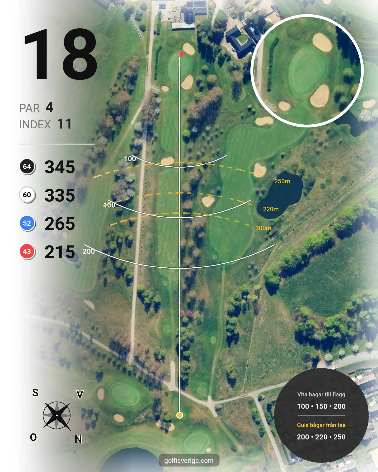Banguide A Rönnebäck på Hinton Golf Club - Hål 18 karta