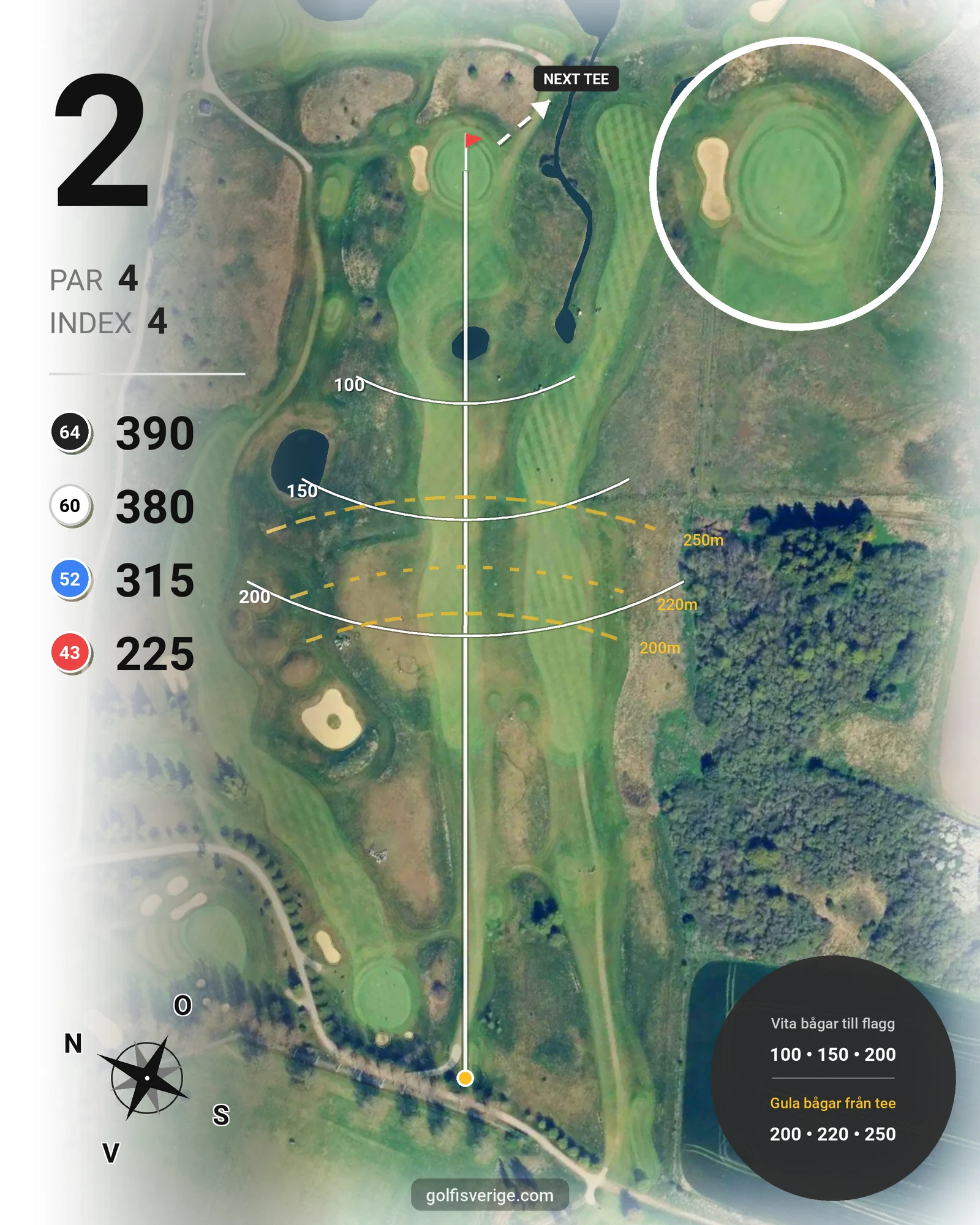 Banguide A Rönnebäck på Hinton Golf Club - Hål 2 karta