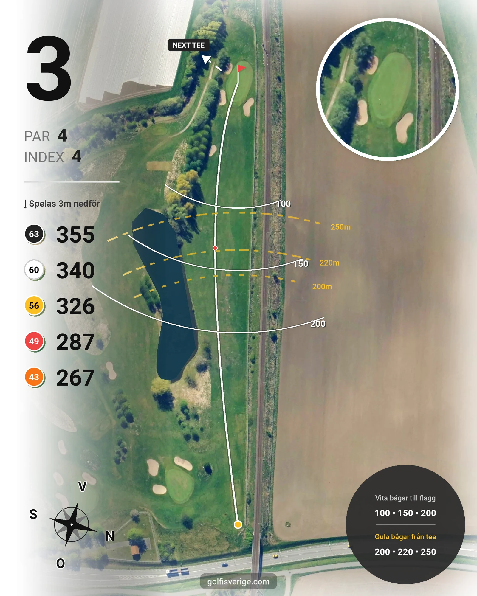 Banguide C Sofiedal på Hinton Golf Club - Hål 3 karta