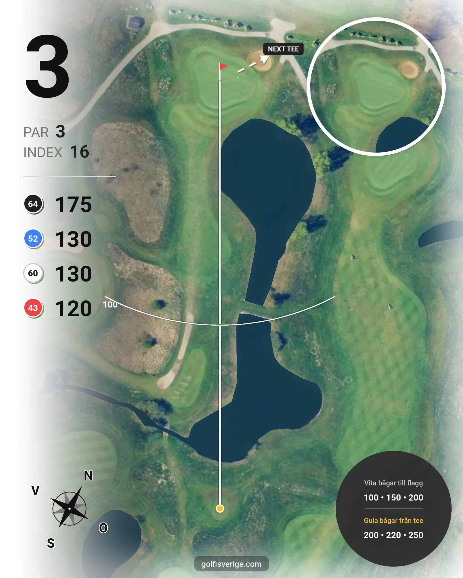 Banguide A Rönnebäck på Hinton Golf Club - Hål 3 karta