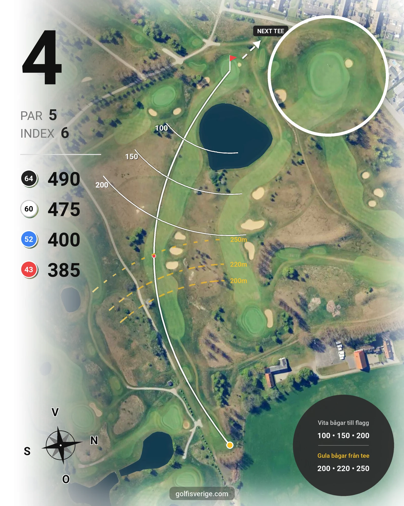Banguide A Rönnebäck på Hinton Golf Club - Hål 4 karta