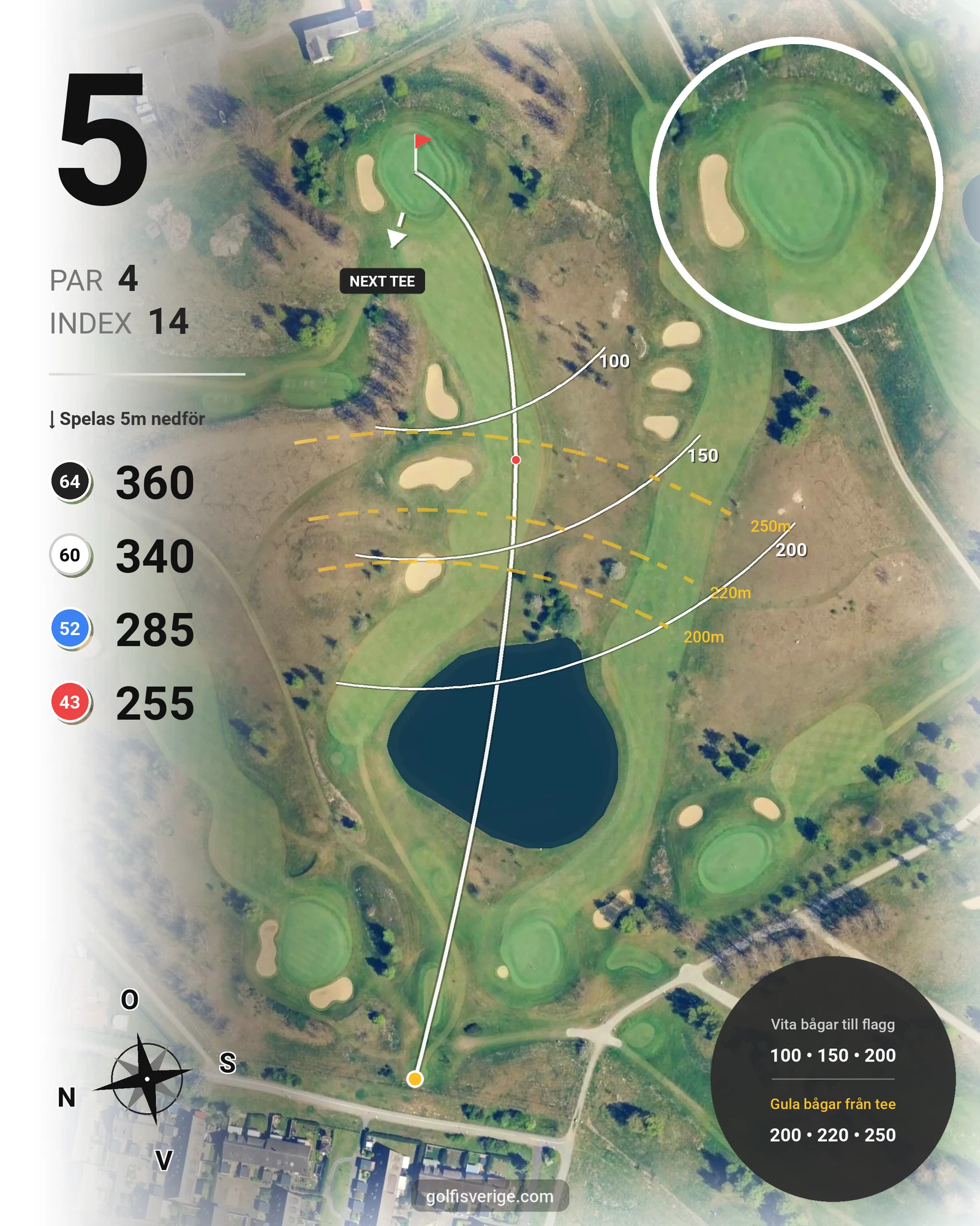 Banguide A Rönnebäck på Hinton Golf Club - Hål 5 karta