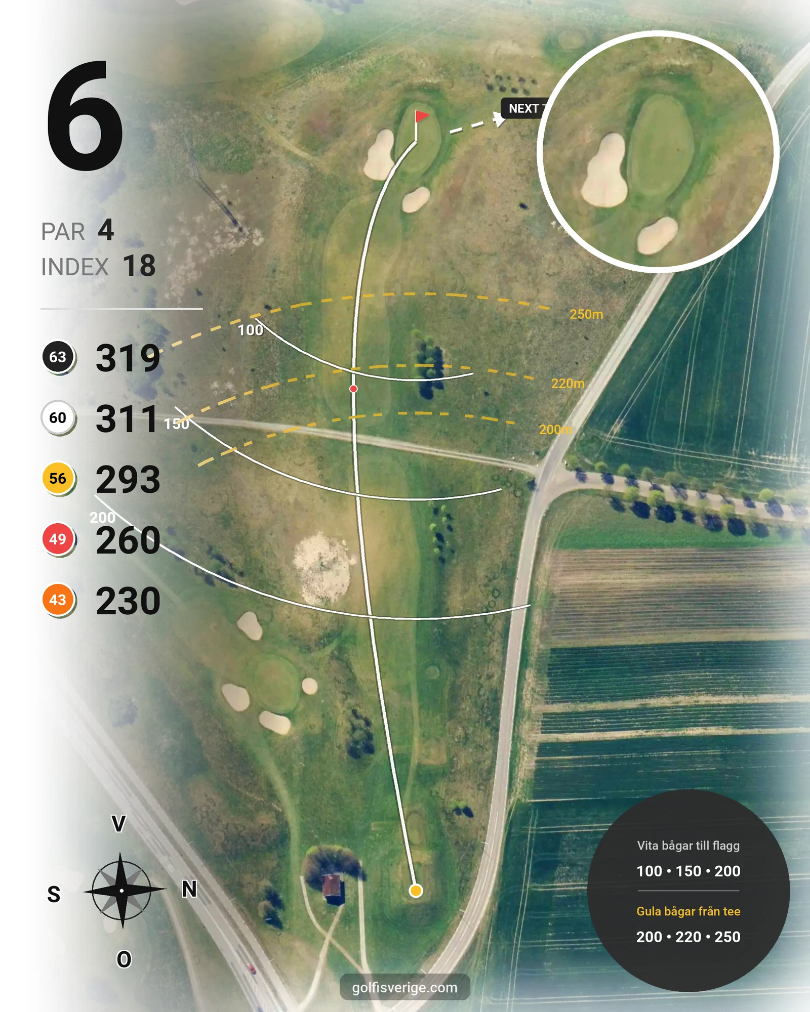 Banguide C Sofiedal på Hinton Golf Club - Hål 6 karta