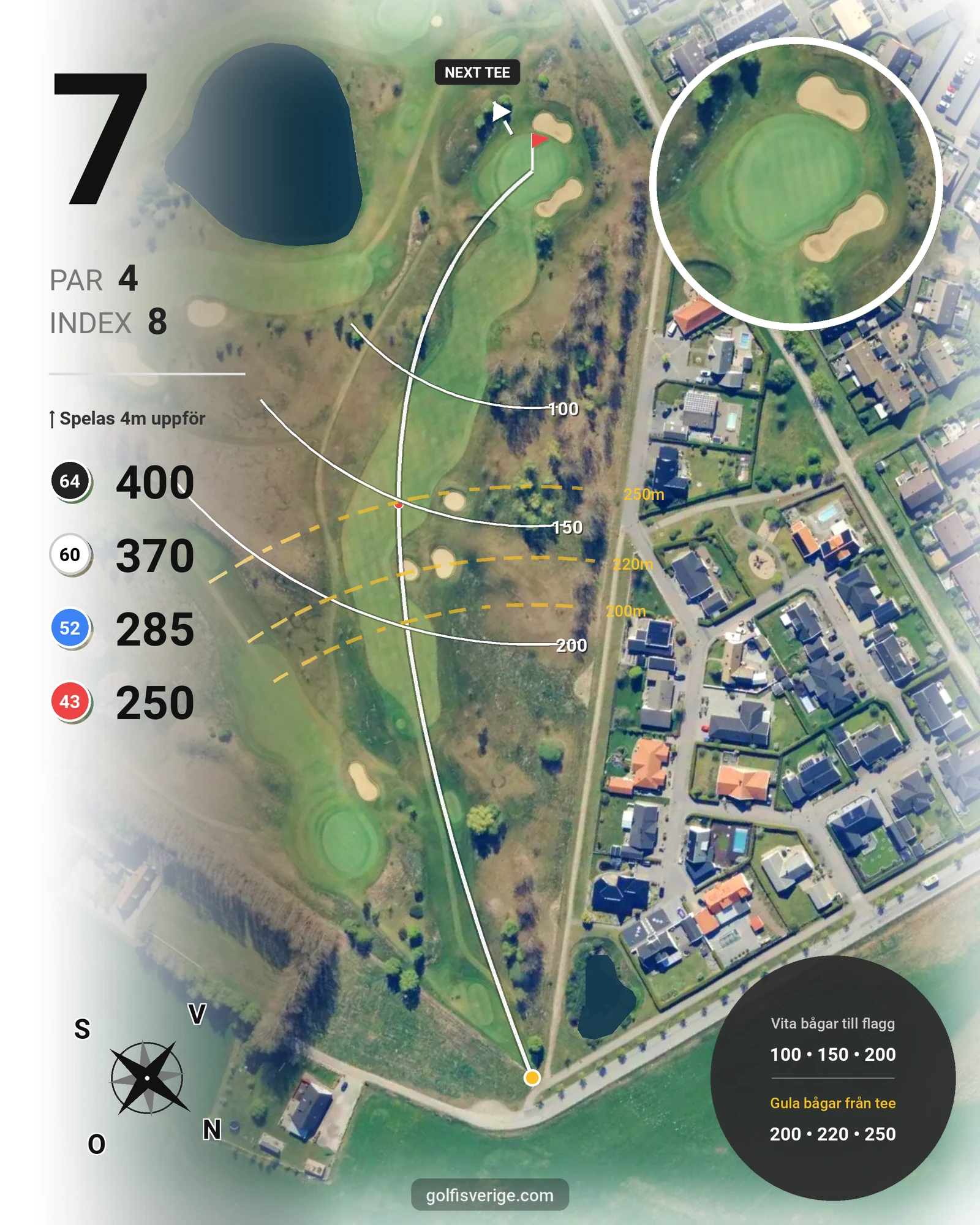Banguide A Rönnebäck på Hinton Golf Club - Hål 7 karta