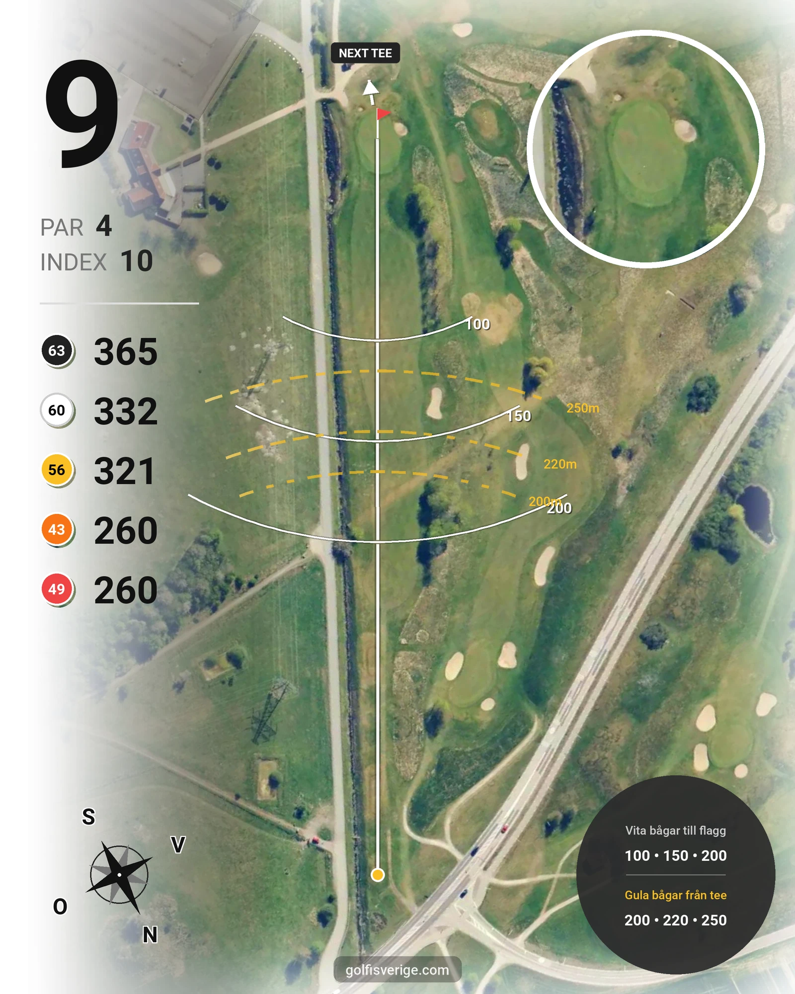 Banguide C Sofiedal på Hinton Golf Club - Hål 9 karta