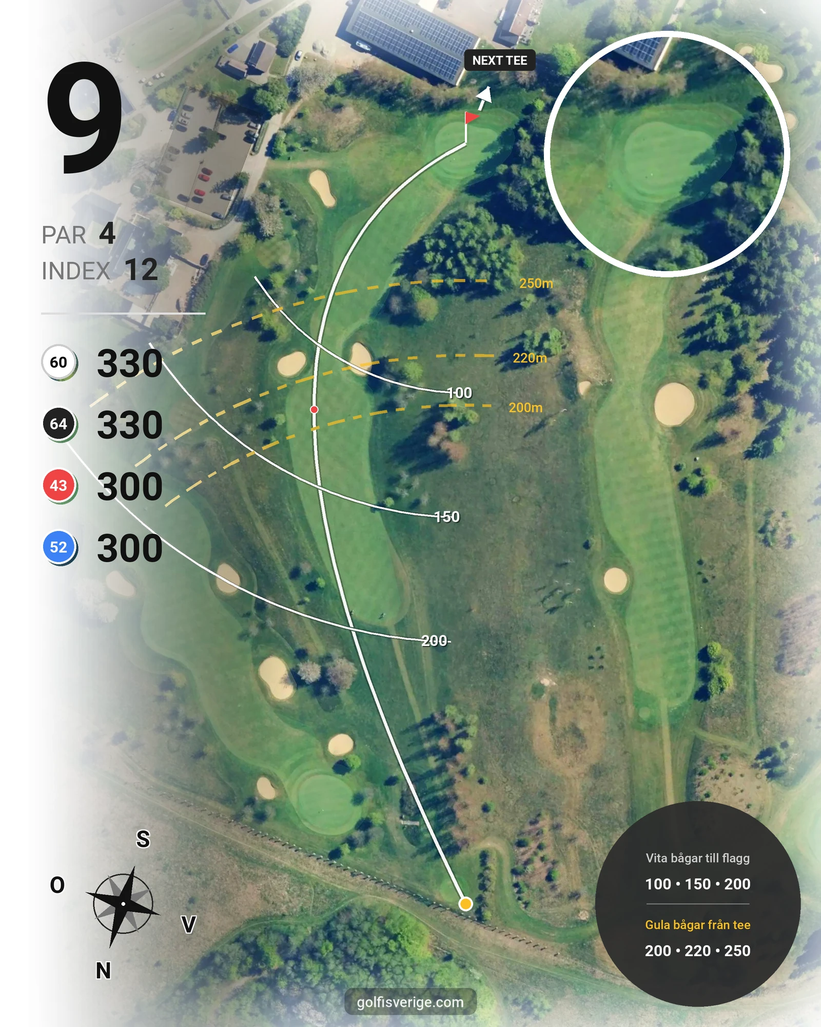 Banguide A Rönnebäck på Hinton Golf Club - Hål 9 karta
