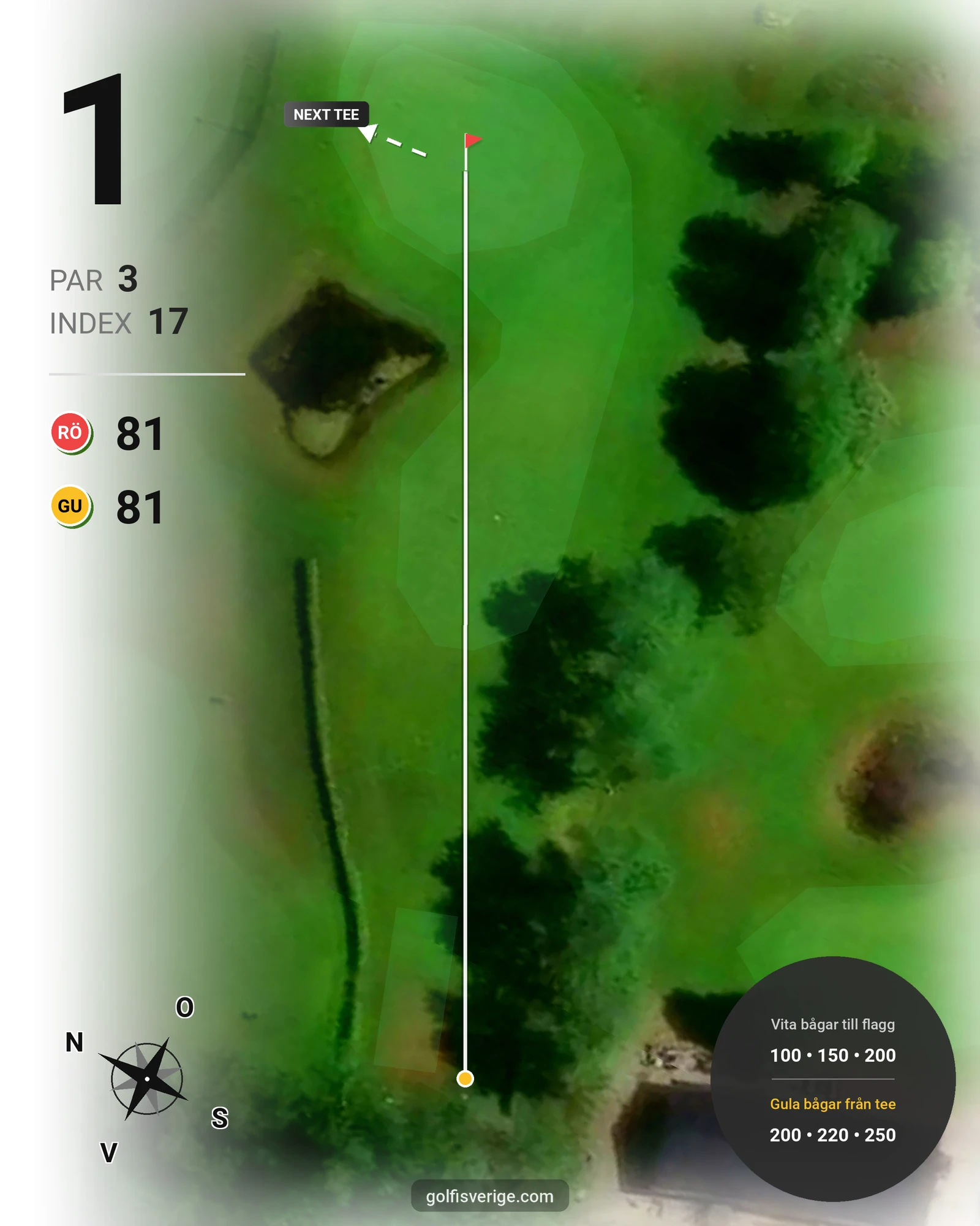 Banguide Höganäsbanan på Höganäs Golfklubb - Hål 1 karta