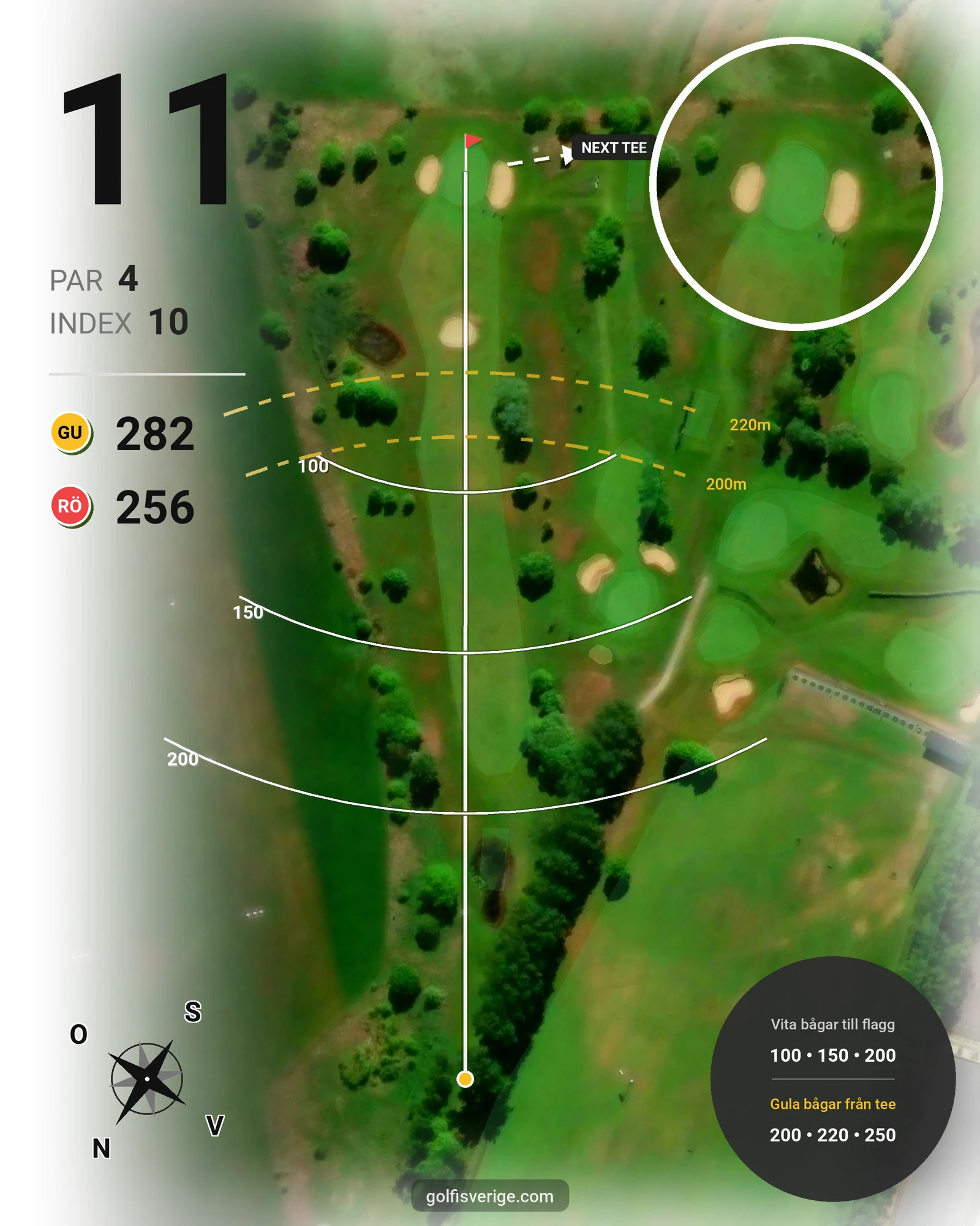 Banguide Höganäsbanan på Höganäs Golfklubb - Hål 11 karta