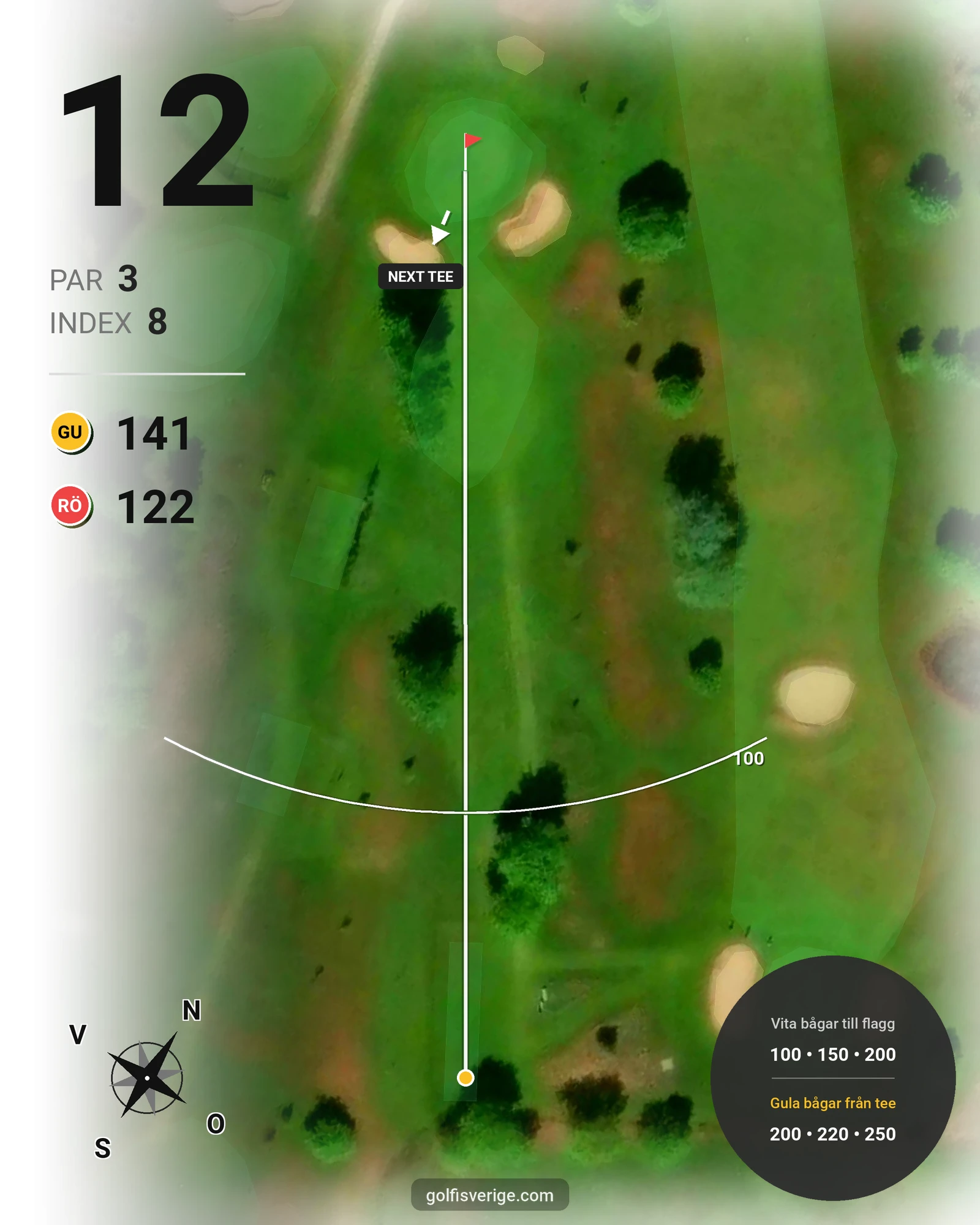 Banguide Höganäsbanan på Höganäs Golfklubb - Hål 12 karta