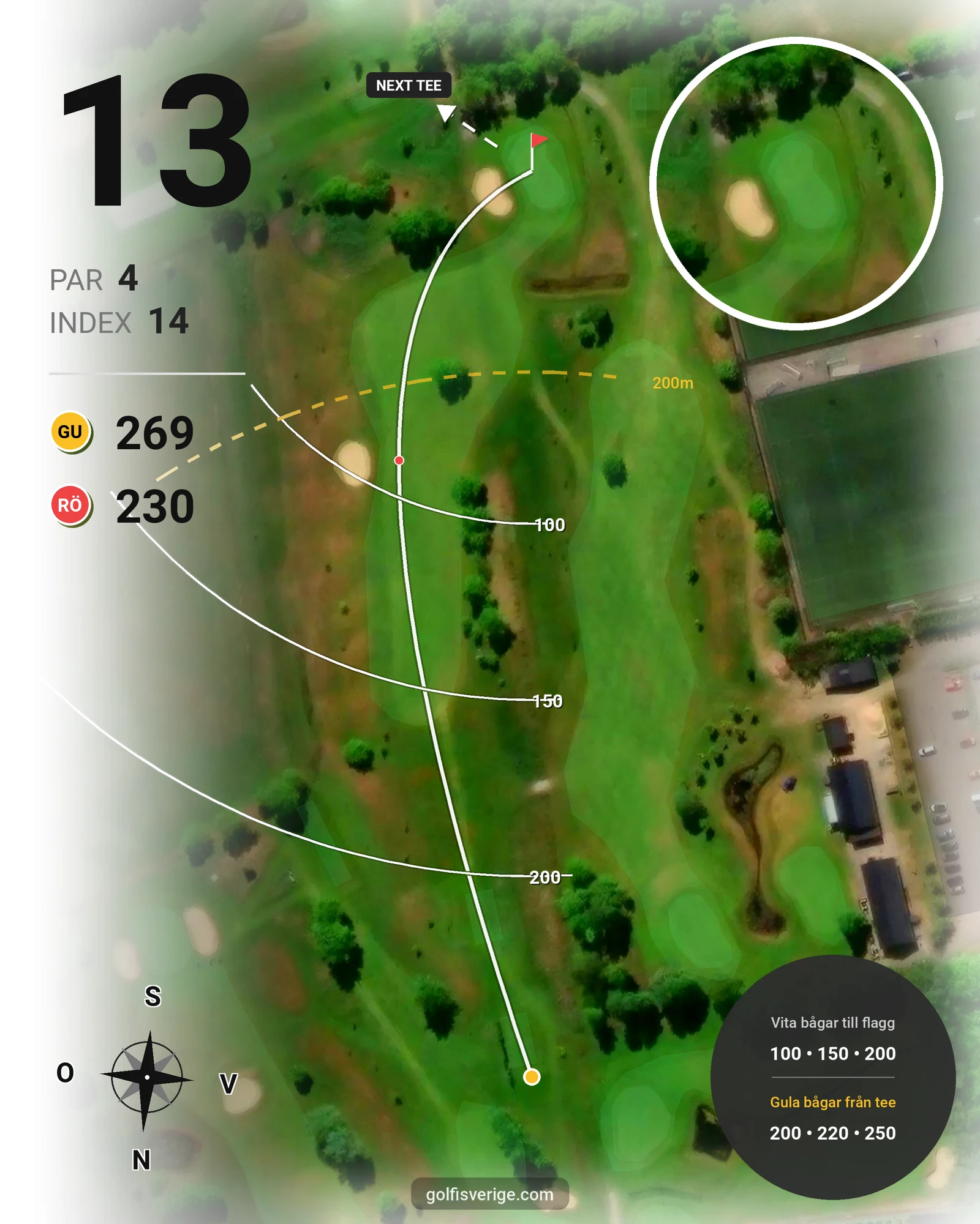 Banguide Höganäsbanan på Höganäs Golfklubb - Hål 13 karta