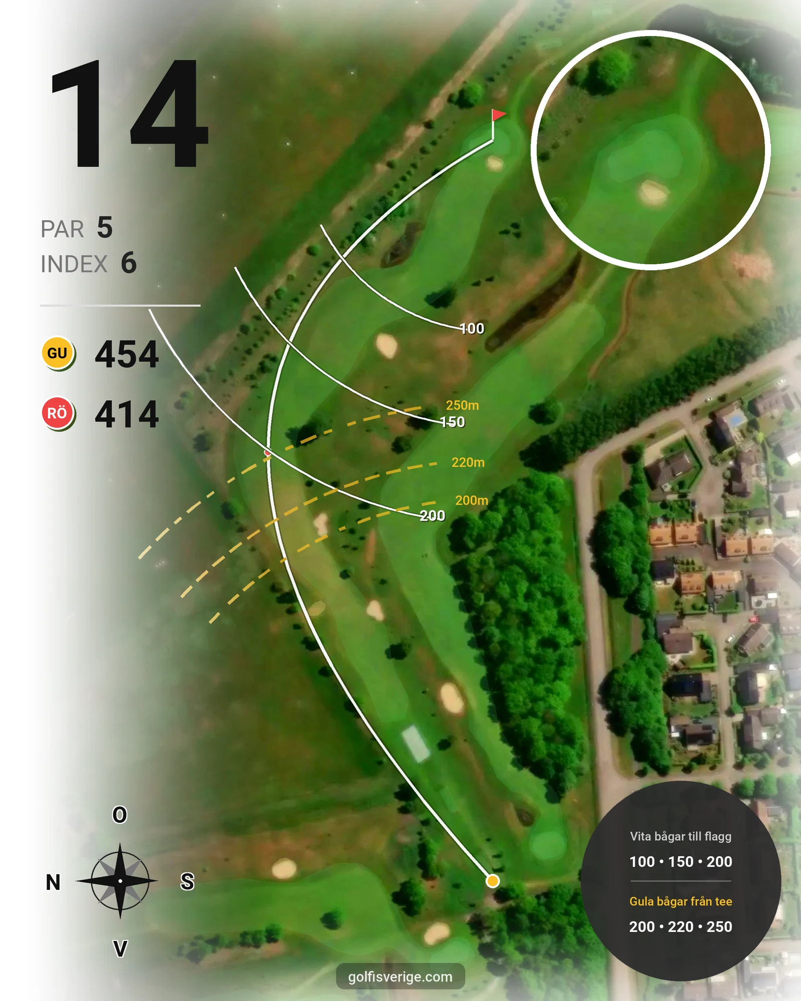 Banguide Höganäsbanan på Höganäs Golfklubb - Hål 14 karta