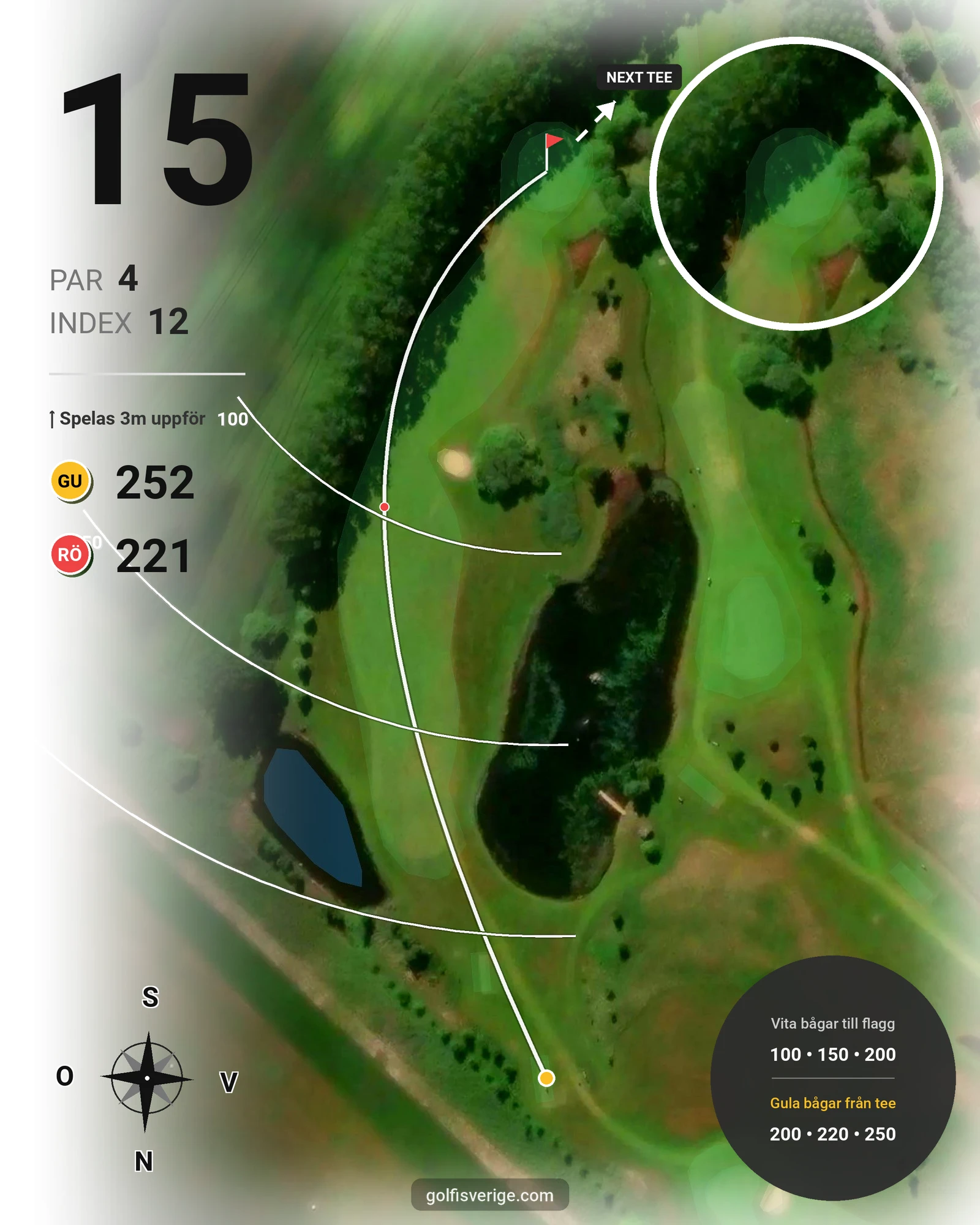 Banguide Höganäsbanan på Höganäs Golfklubb - Hål 15 karta