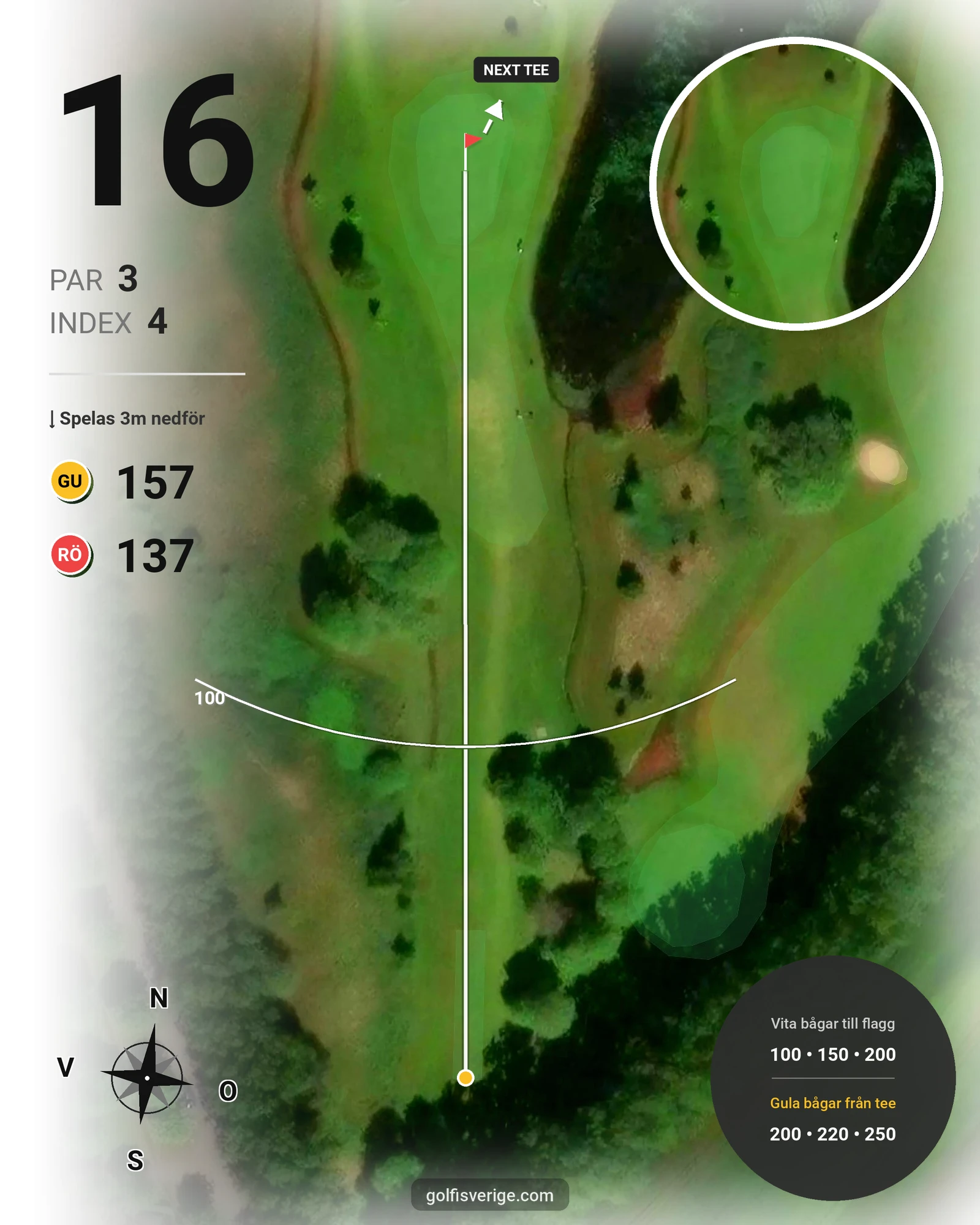 Banguide Höganäsbanan på Höganäs Golfklubb - Hål 16 karta