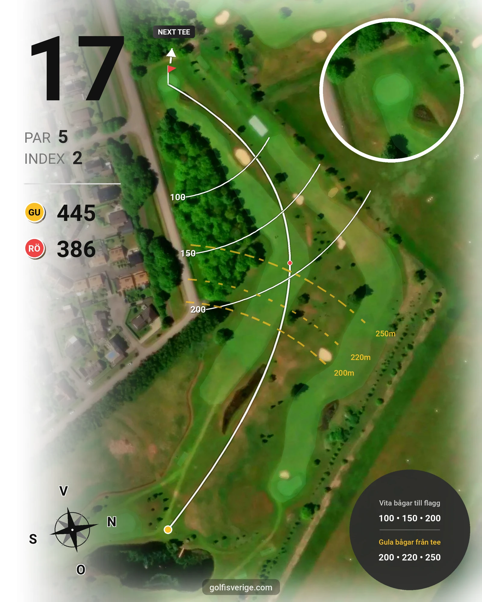 Banguide Höganäsbanan på Höganäs Golfklubb - Hål 17 karta