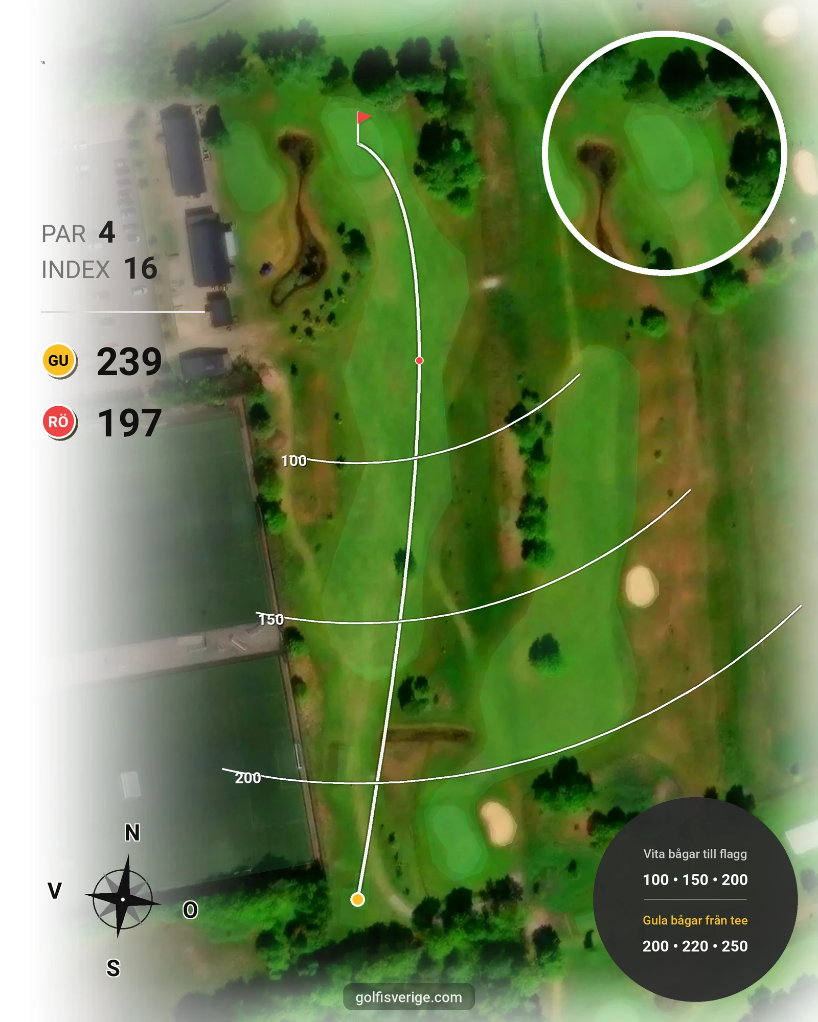 Banguide Höganäsbanan på Höganäs Golfklubb - Hål 18 karta