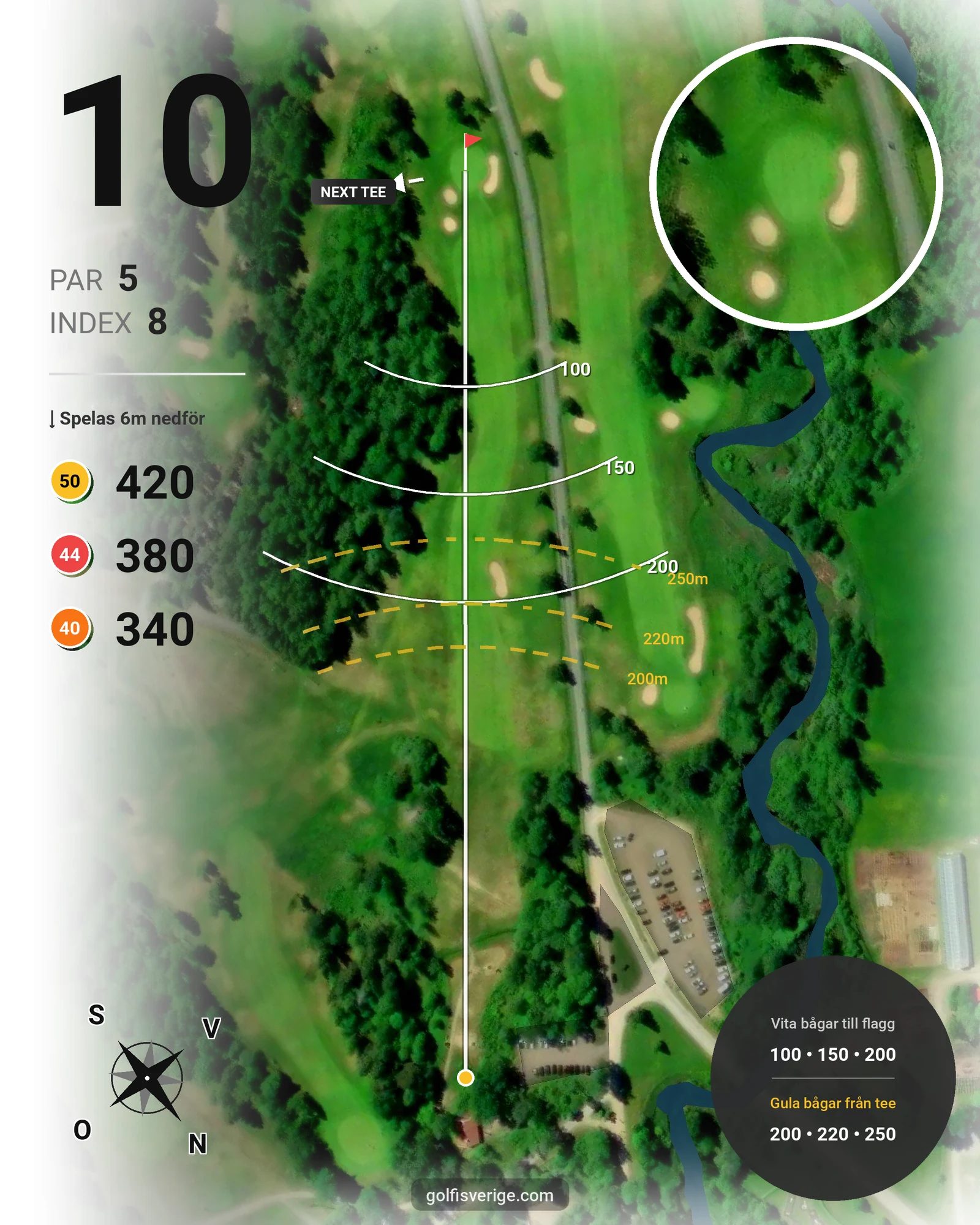 Banguide 9-hålsbanan på Högbo Golfklubb - Hål 10 karta