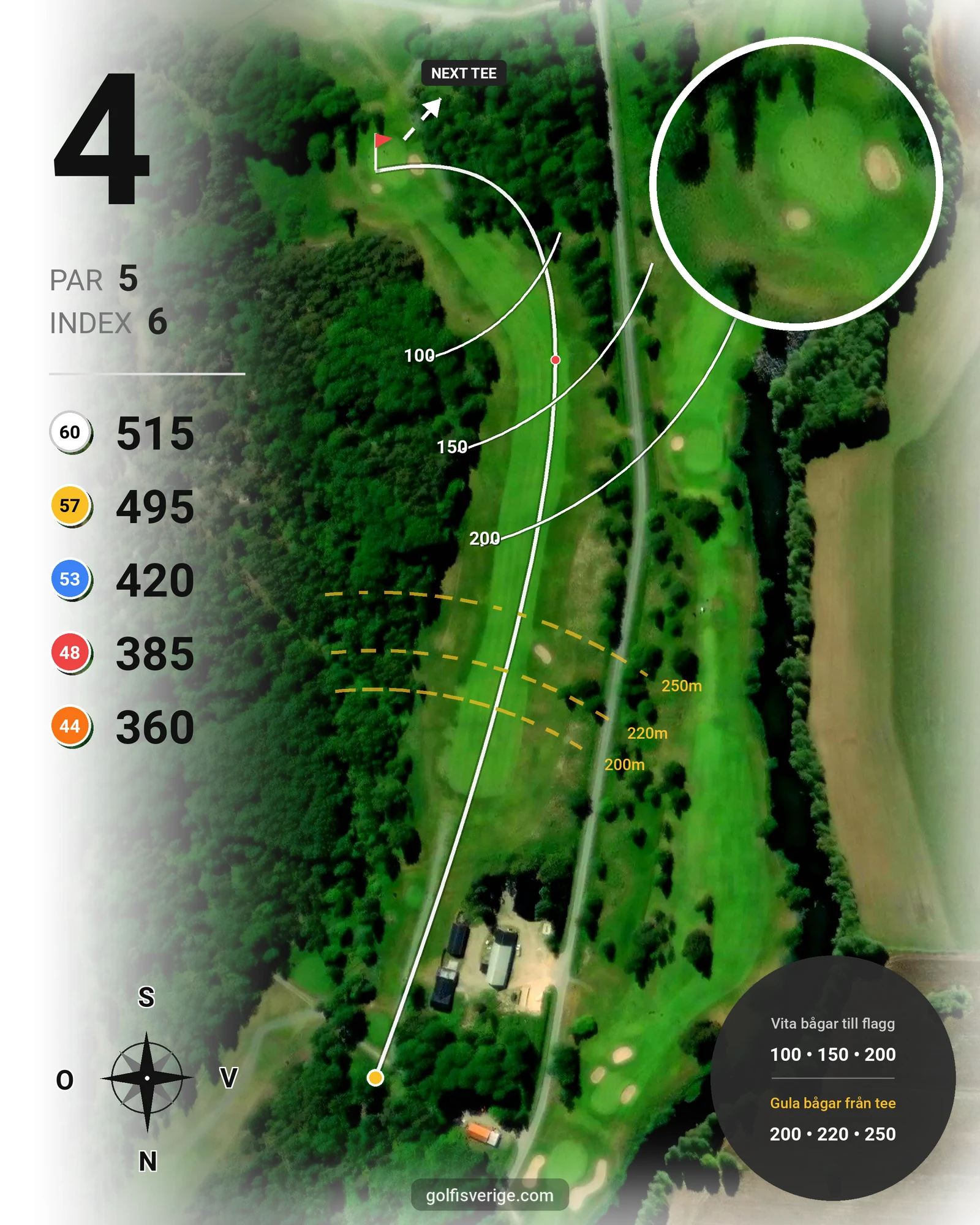 Banguide 18-hålsbanan på Högbo Golfklubb - Hål 4 karta
