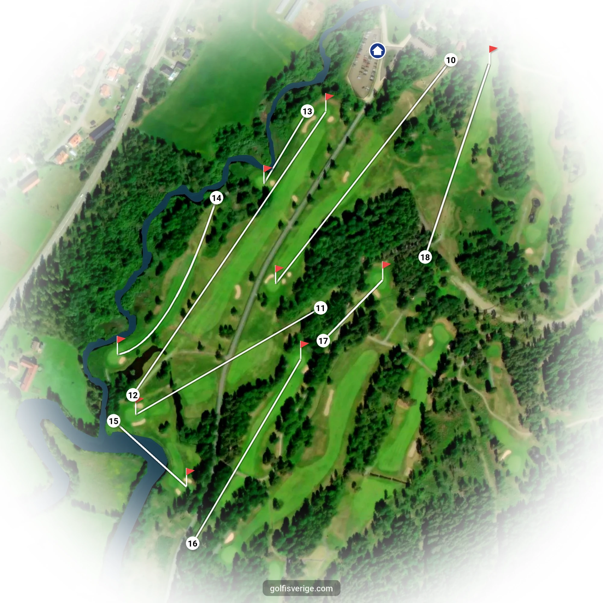 Banguide för 9-hålsbanan på Högbo Golfklubb
