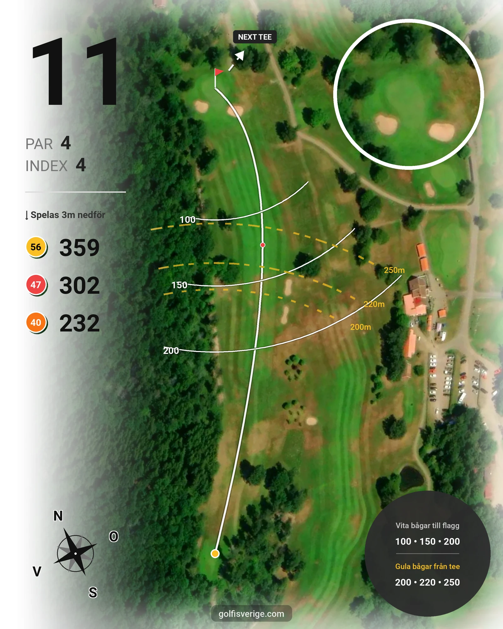 Banguide 18 Håls banan på Hökensås Golfklubb - Hål 11 karta