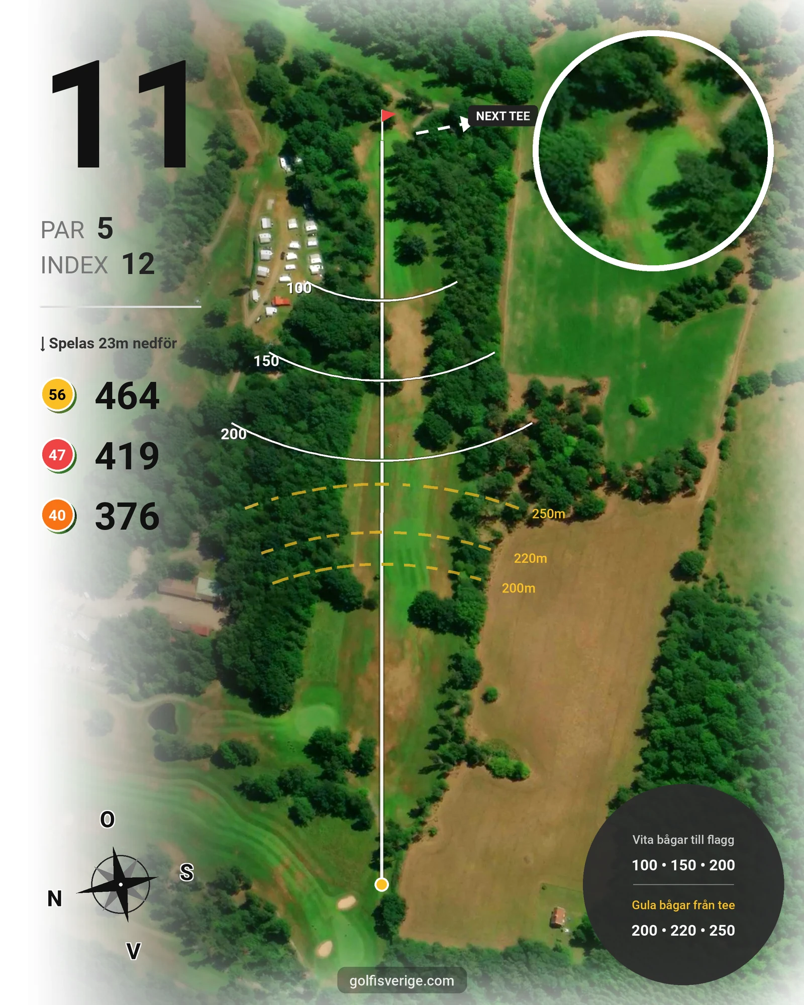 Banguide 18 Håls banan på Hökensås Golfklubb - Hål 11 karta