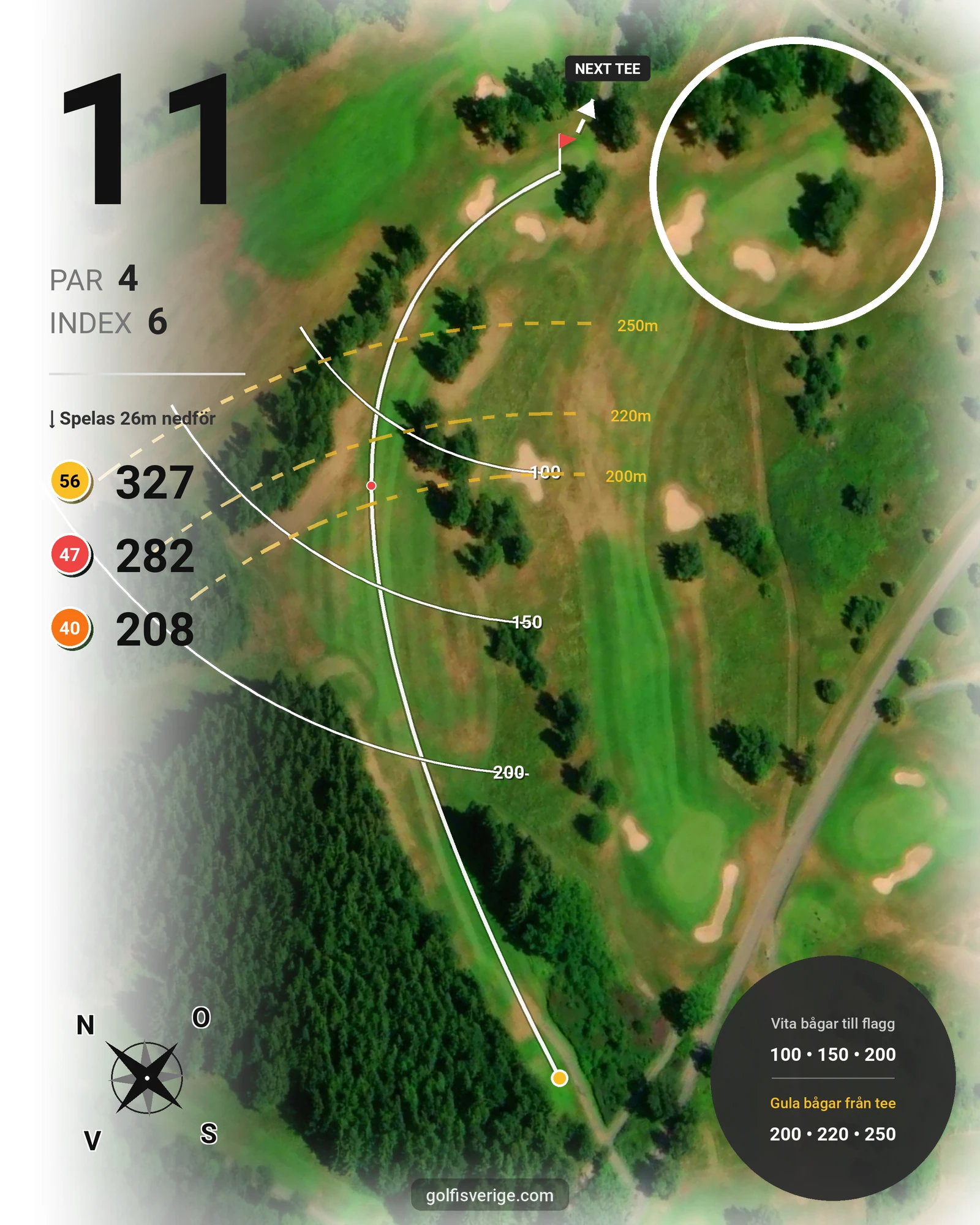 Banguide 9 Håls banan på Hökensås Golfklubb - Hål 11 karta
