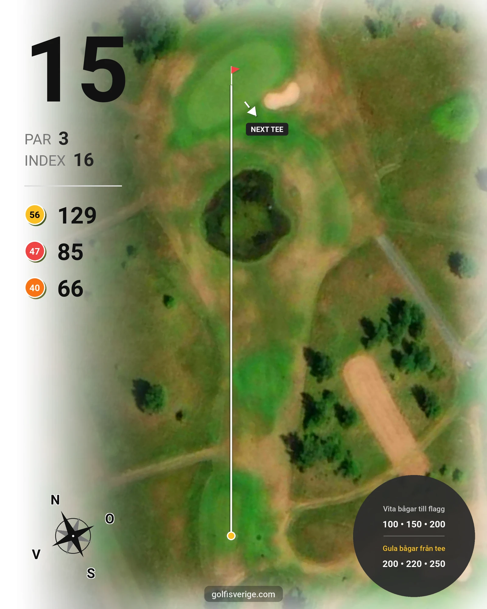 Banguide 9 Håls banan på Hökensås Golfklubb - Hål 15 karta
