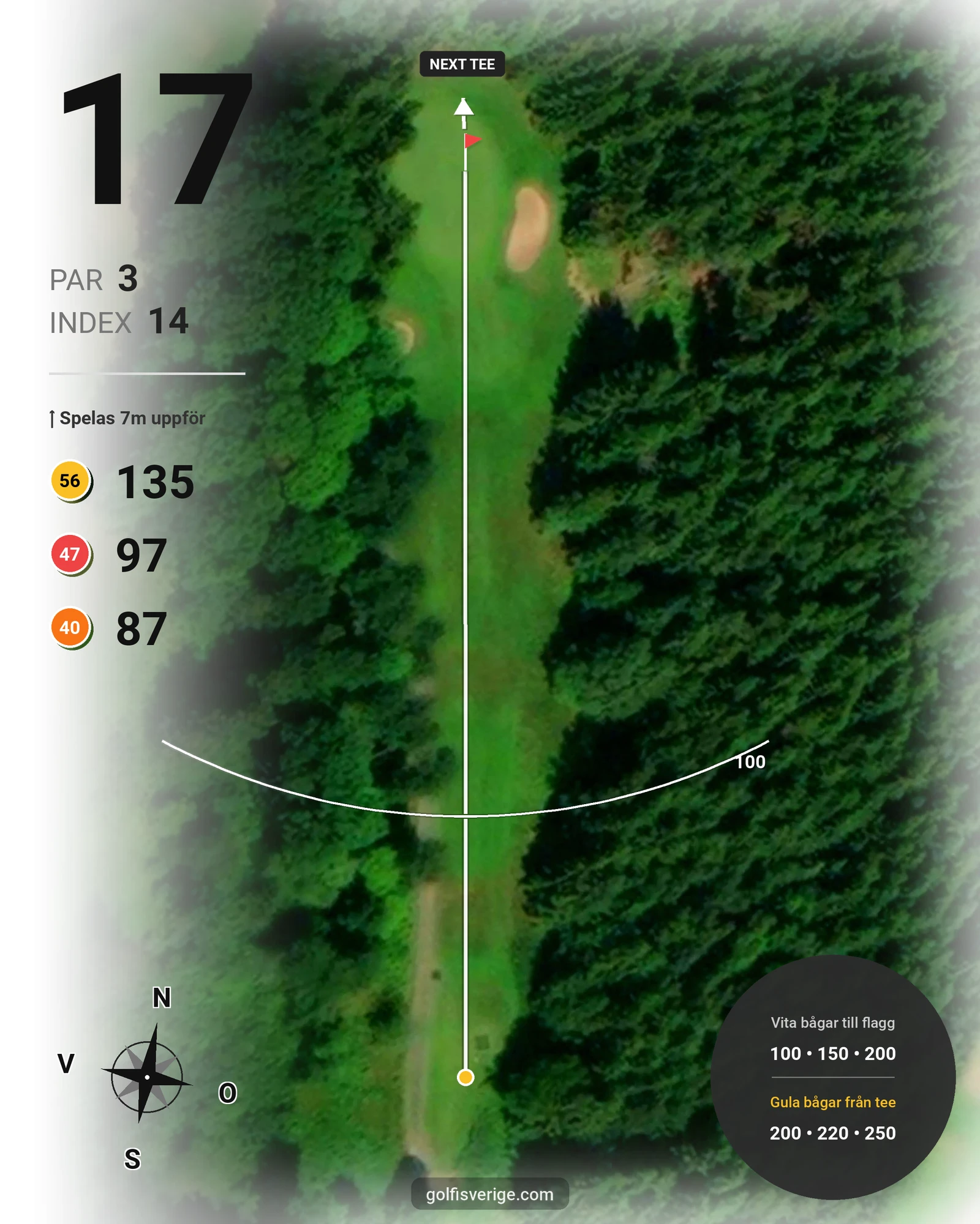 Banguide 18 Håls banan på Hökensås Golfklubb - Hål 17 karta
