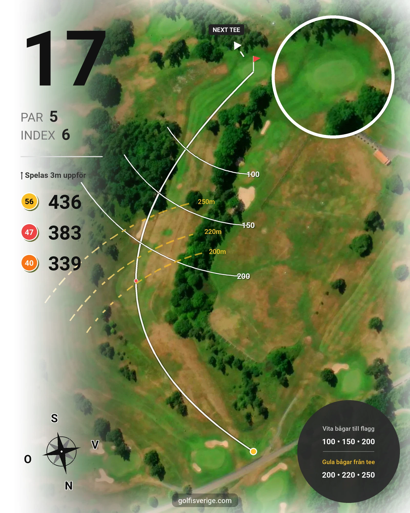 Banguide 18 Håls banan på Hökensås Golfklubb - Hål 17 karta