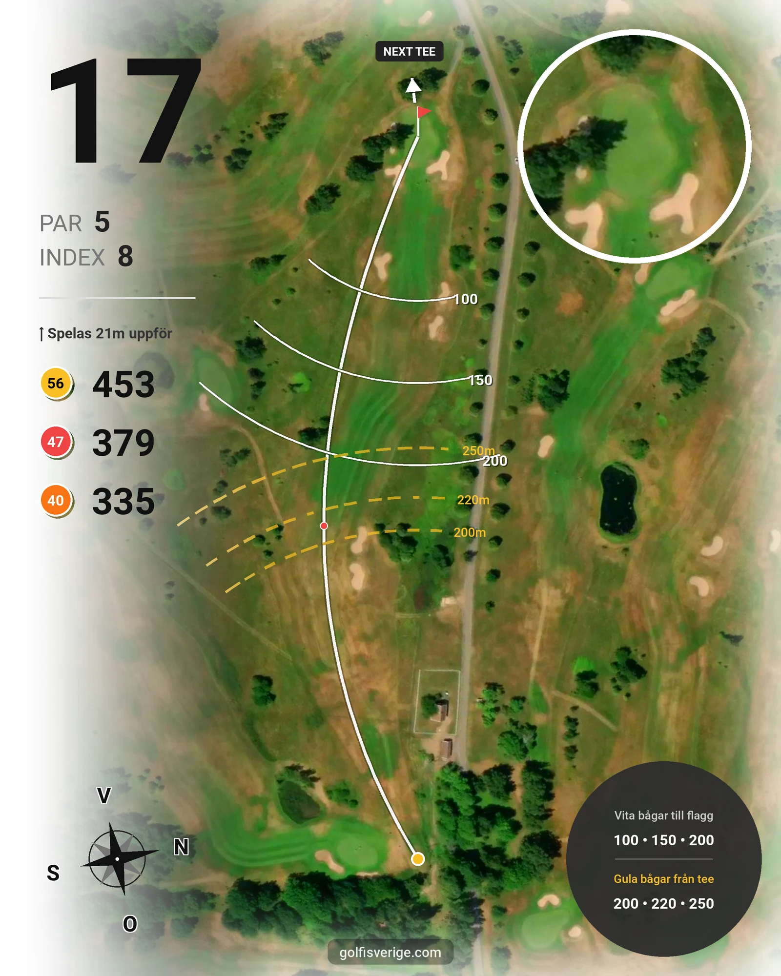 Banguide 9 Håls banan på Hökensås Golfklubb - Hål 17 karta