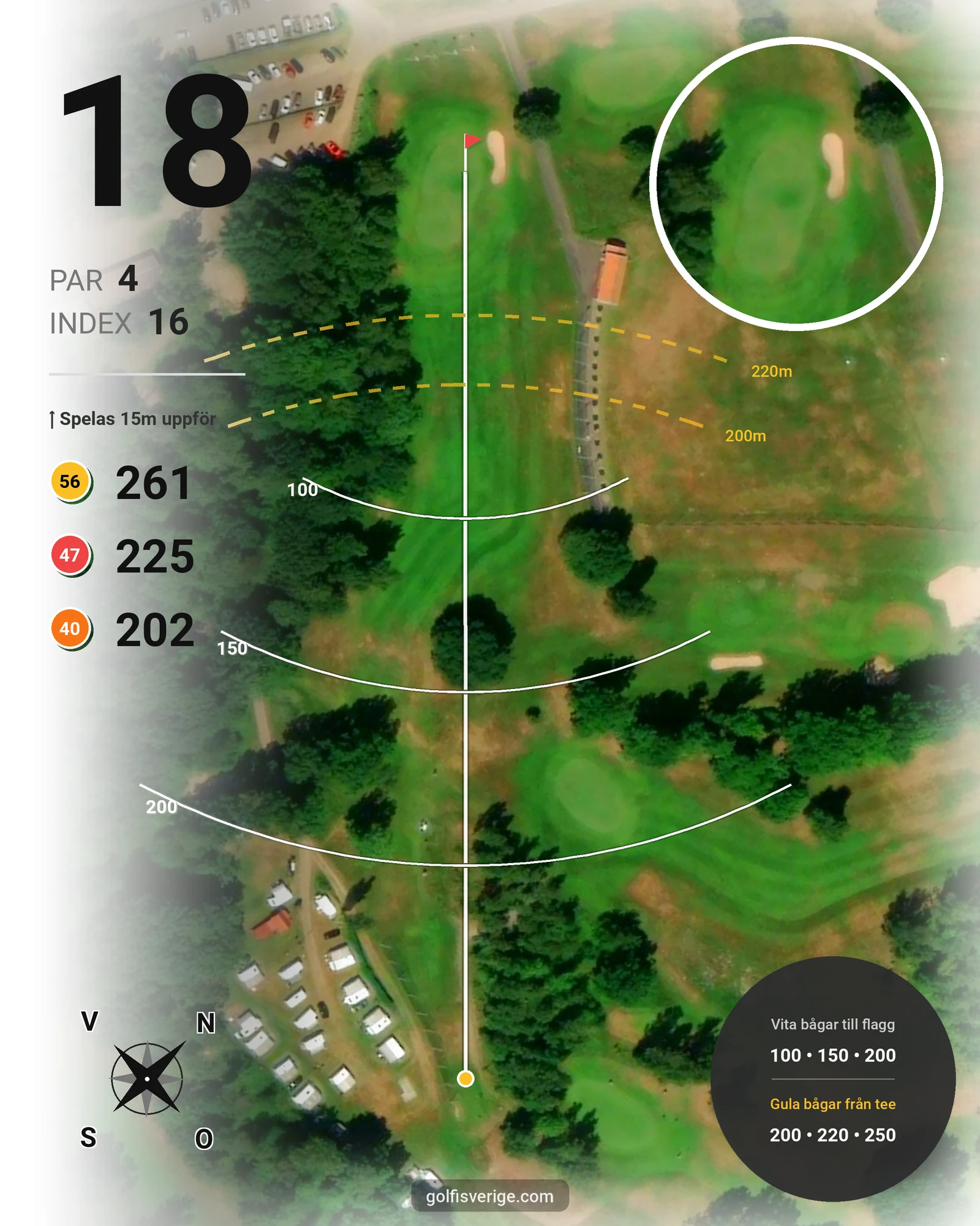 Banguide 18 Håls banan på Hökensås Golfklubb - Hål 18 karta